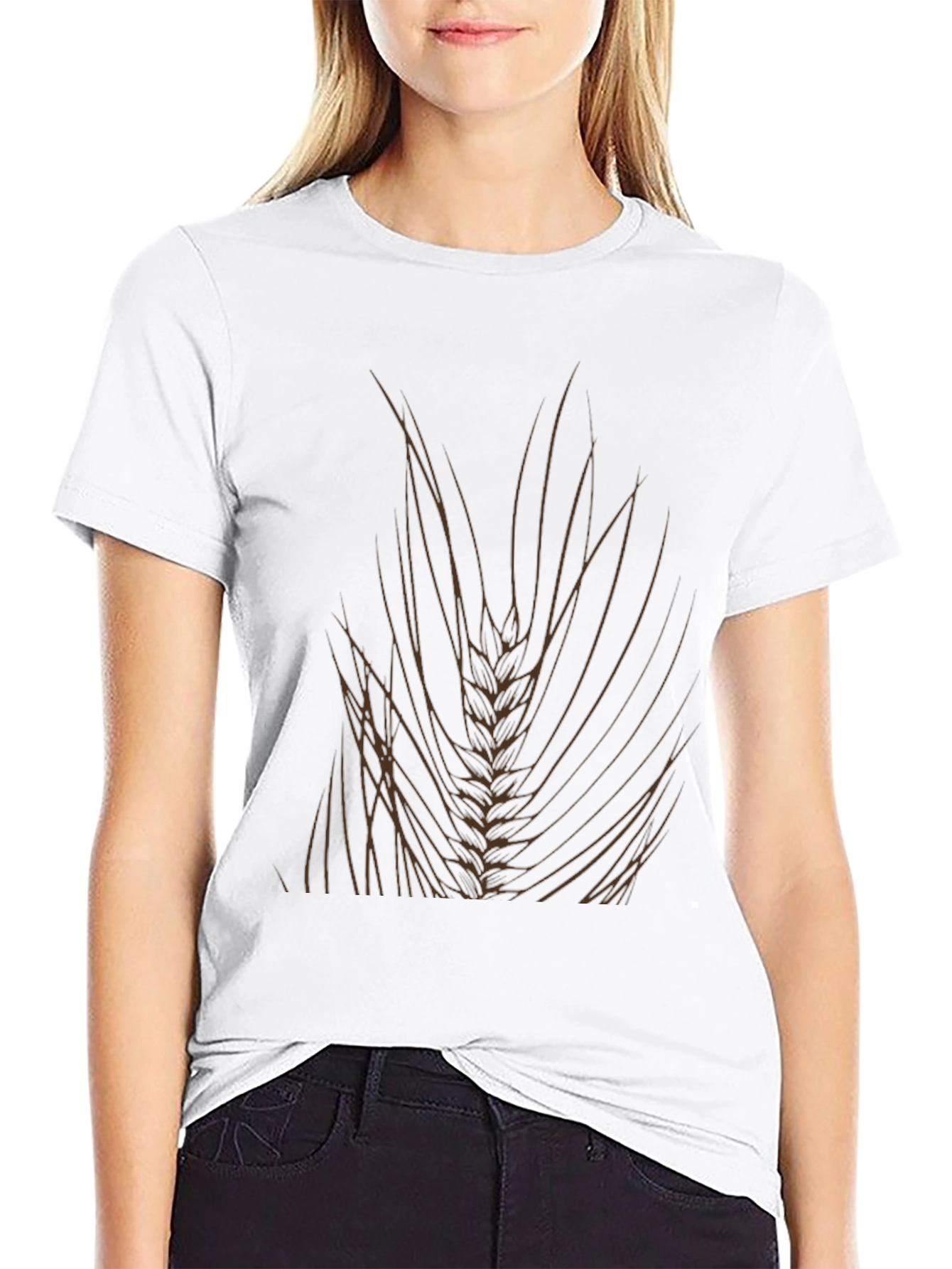 Mens Black T-Shirt with Wheat Design