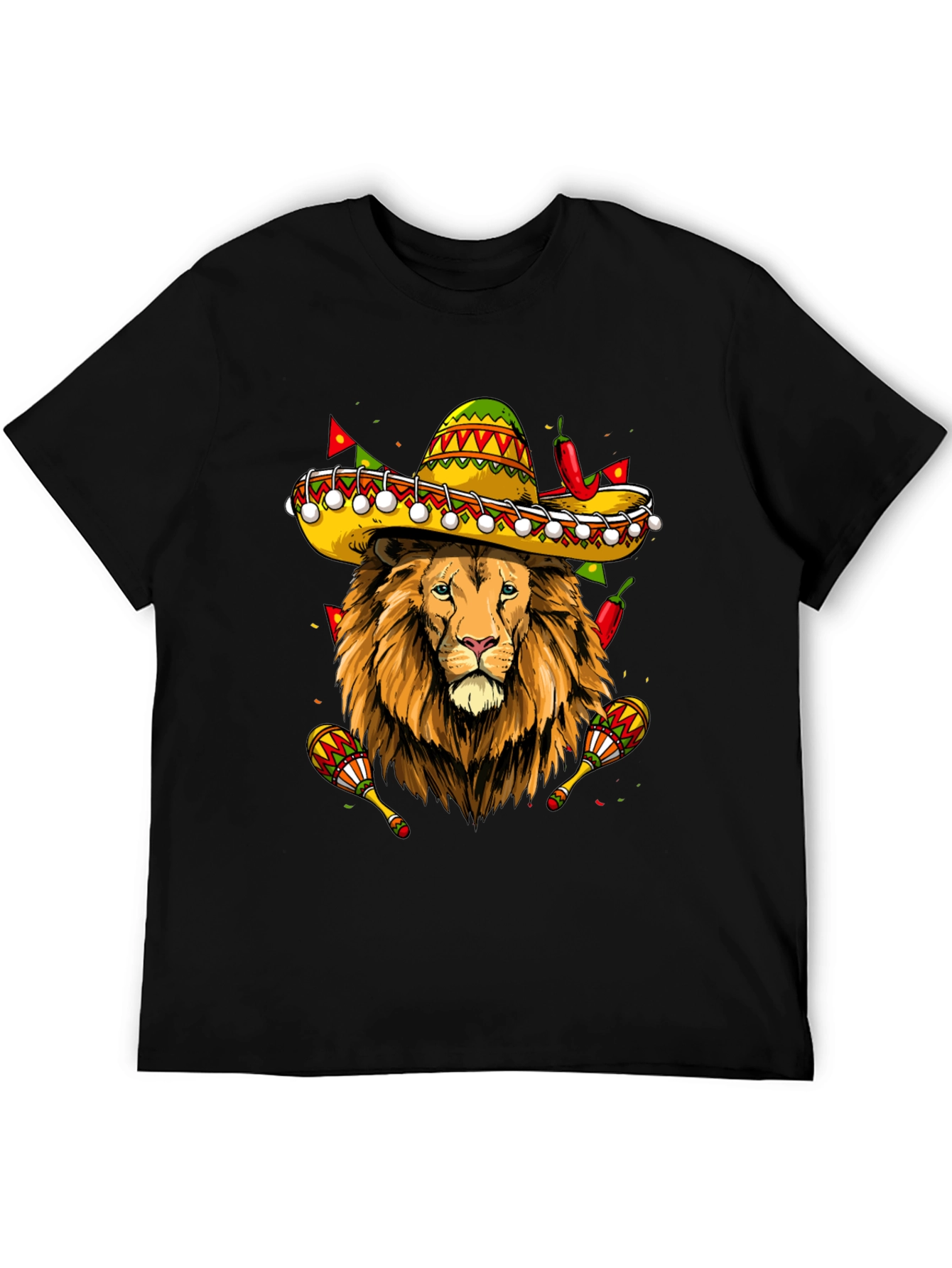 Lion Sombrero Graphic Tee - Fiesta Fun!