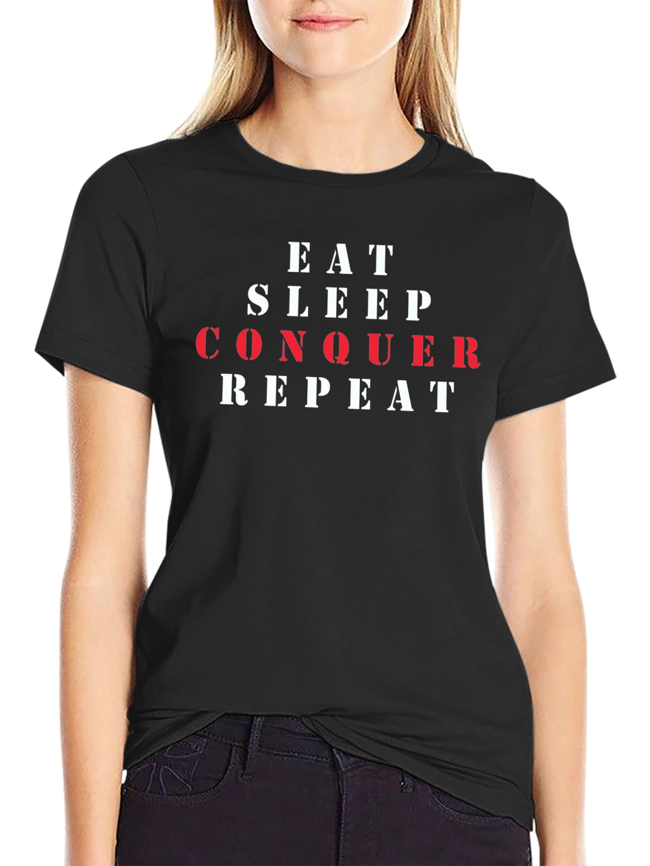 Eat Sleep Conquer Repeat Graphic Tee