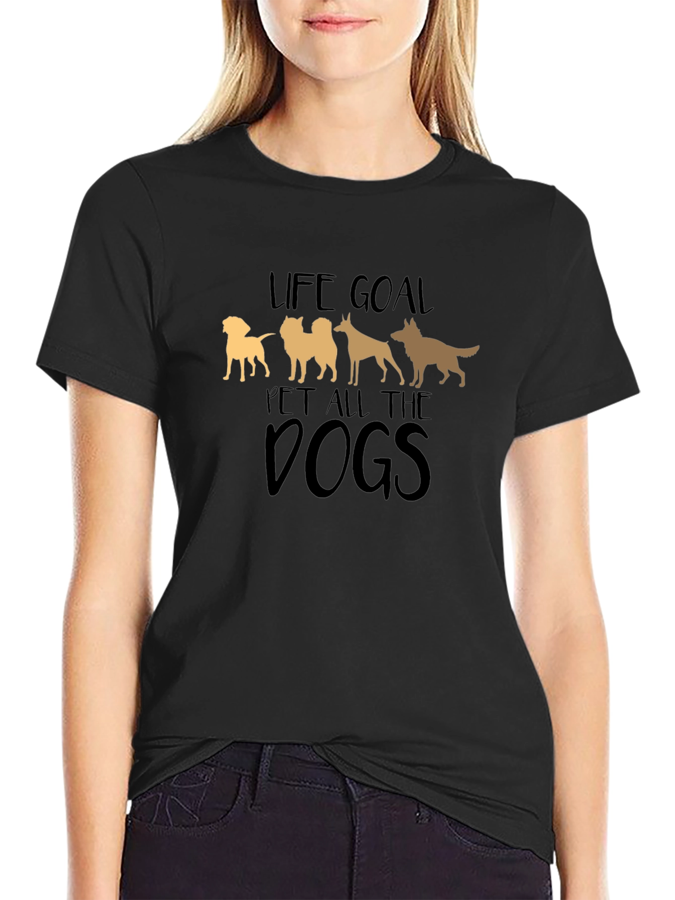 Life Goal Pet All The Dogs Black T-Shirt