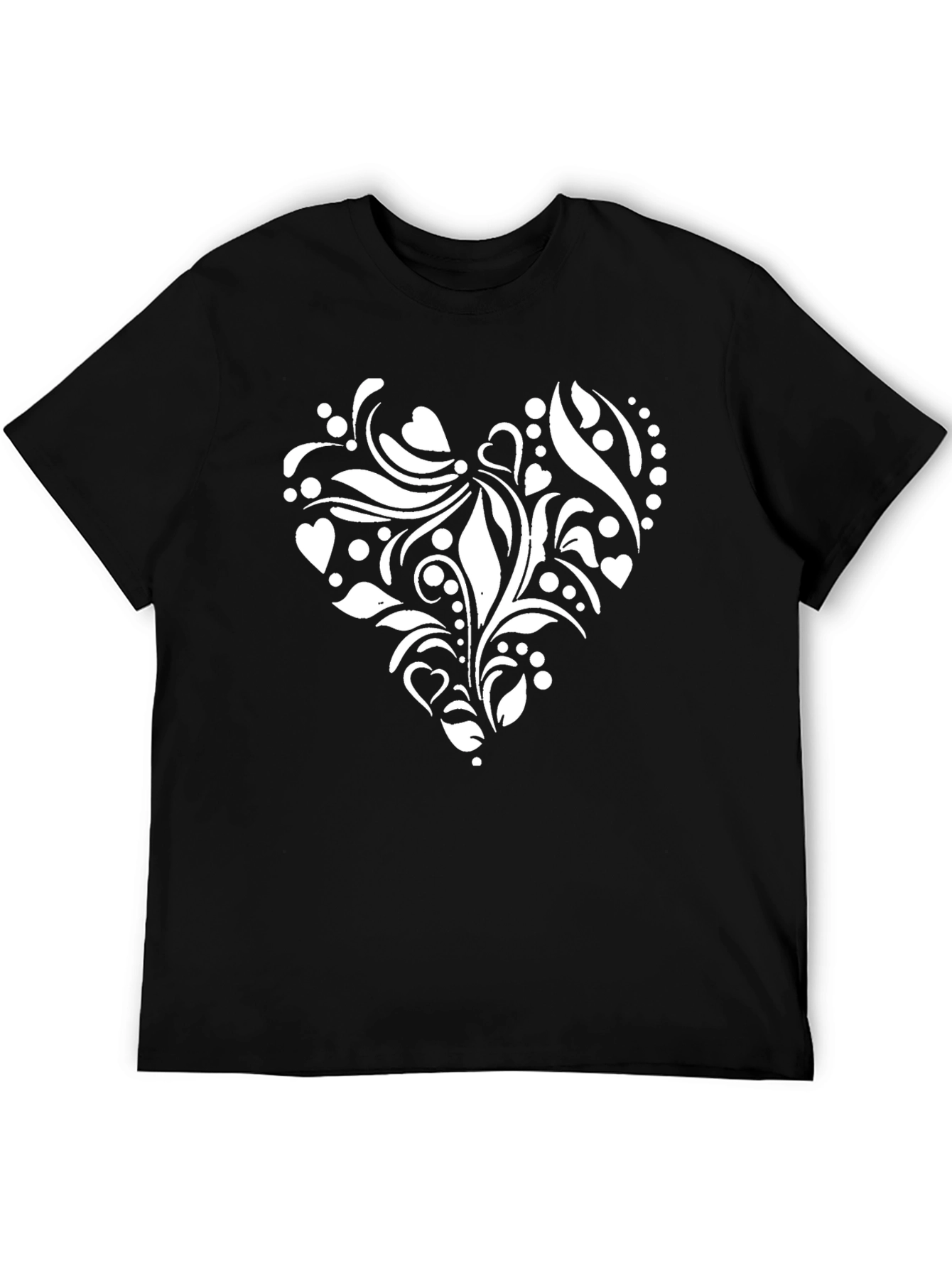 Heart Floral Graphic Tee - Stylish Black T-Shirt