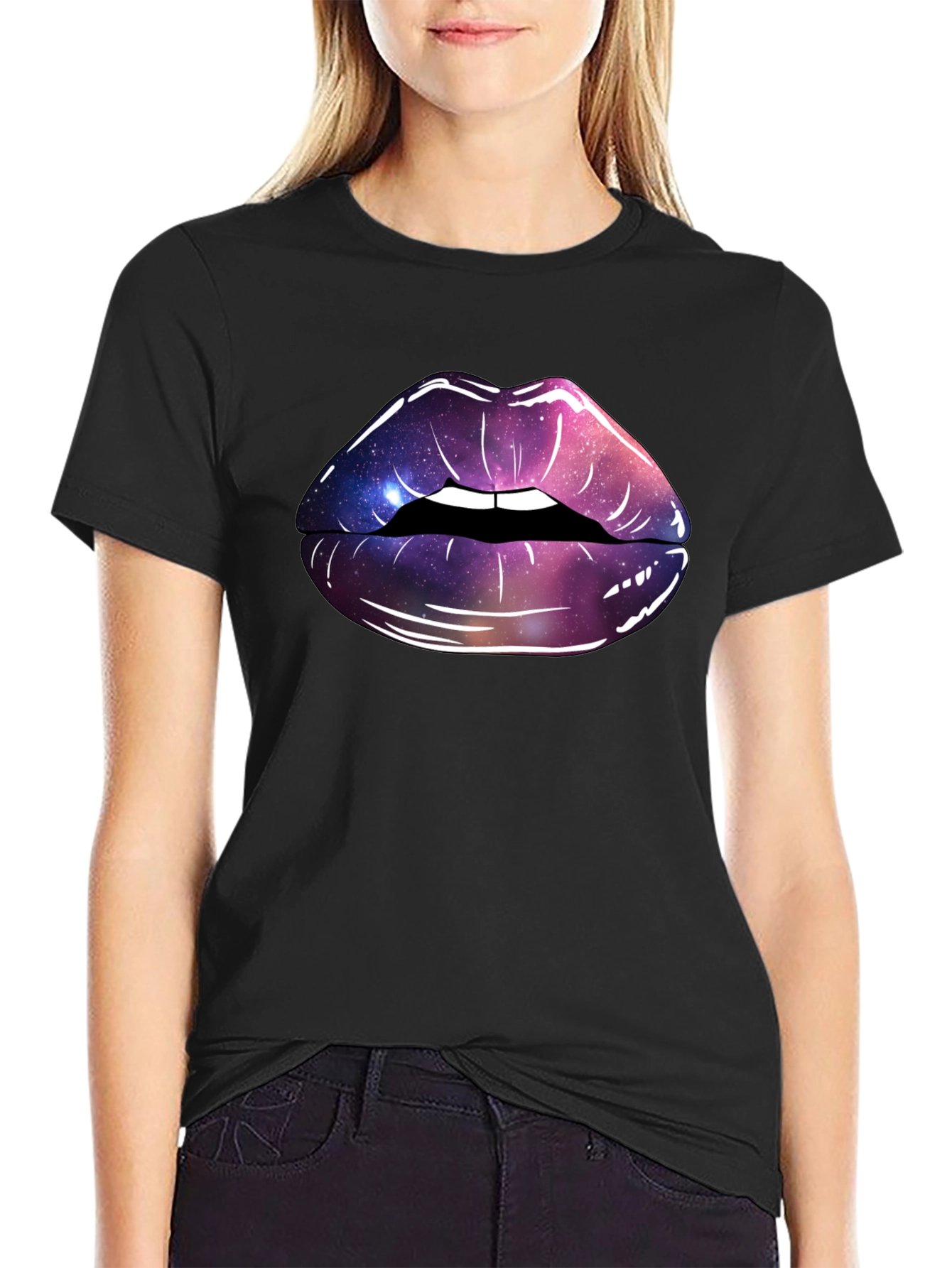 Galaxy Lips Graphic Tee - Black Unisex T-Shirt