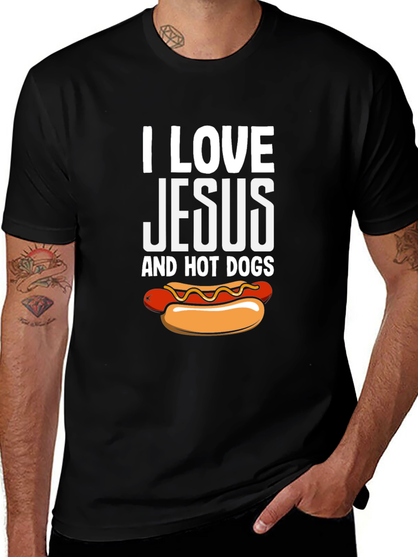 I Love Jesus and Hot Dogs T-Shirt