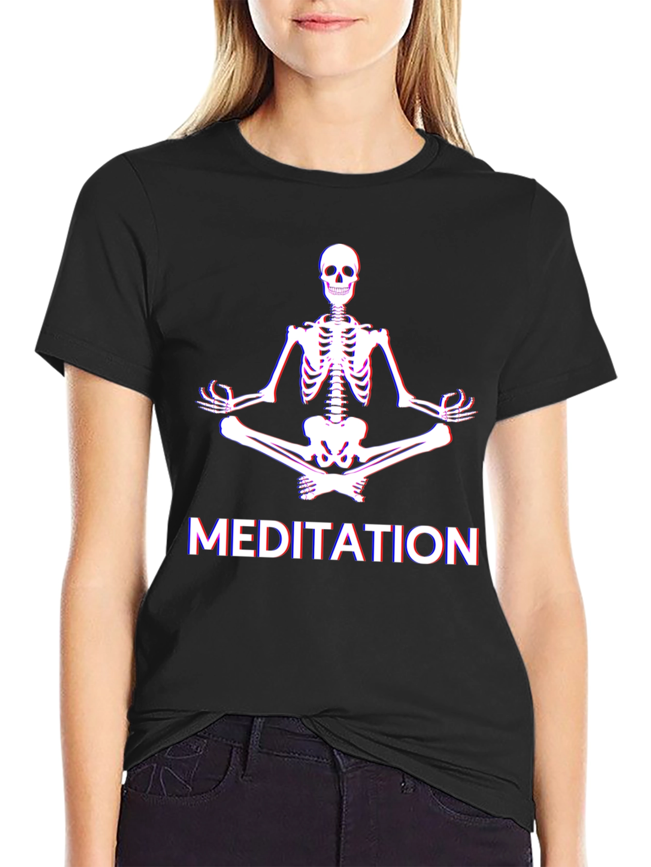 Meditating Skeleton Graphic T-Shirt
