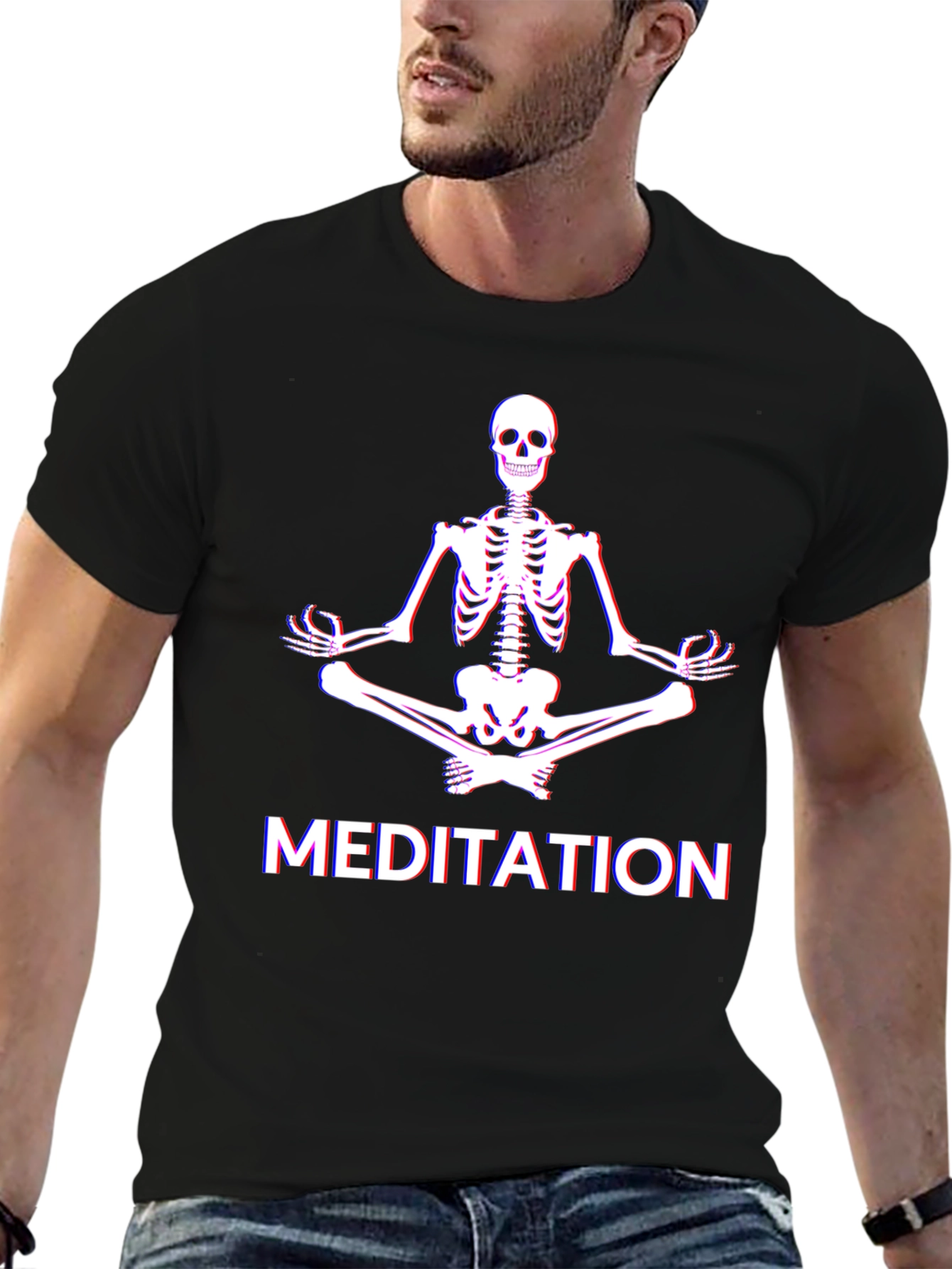 Meditating Skeleton Graphic T-Shirt