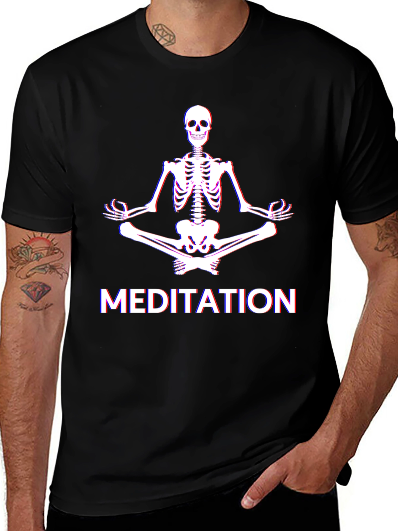 Meditating Skeleton Graphic T-Shirt