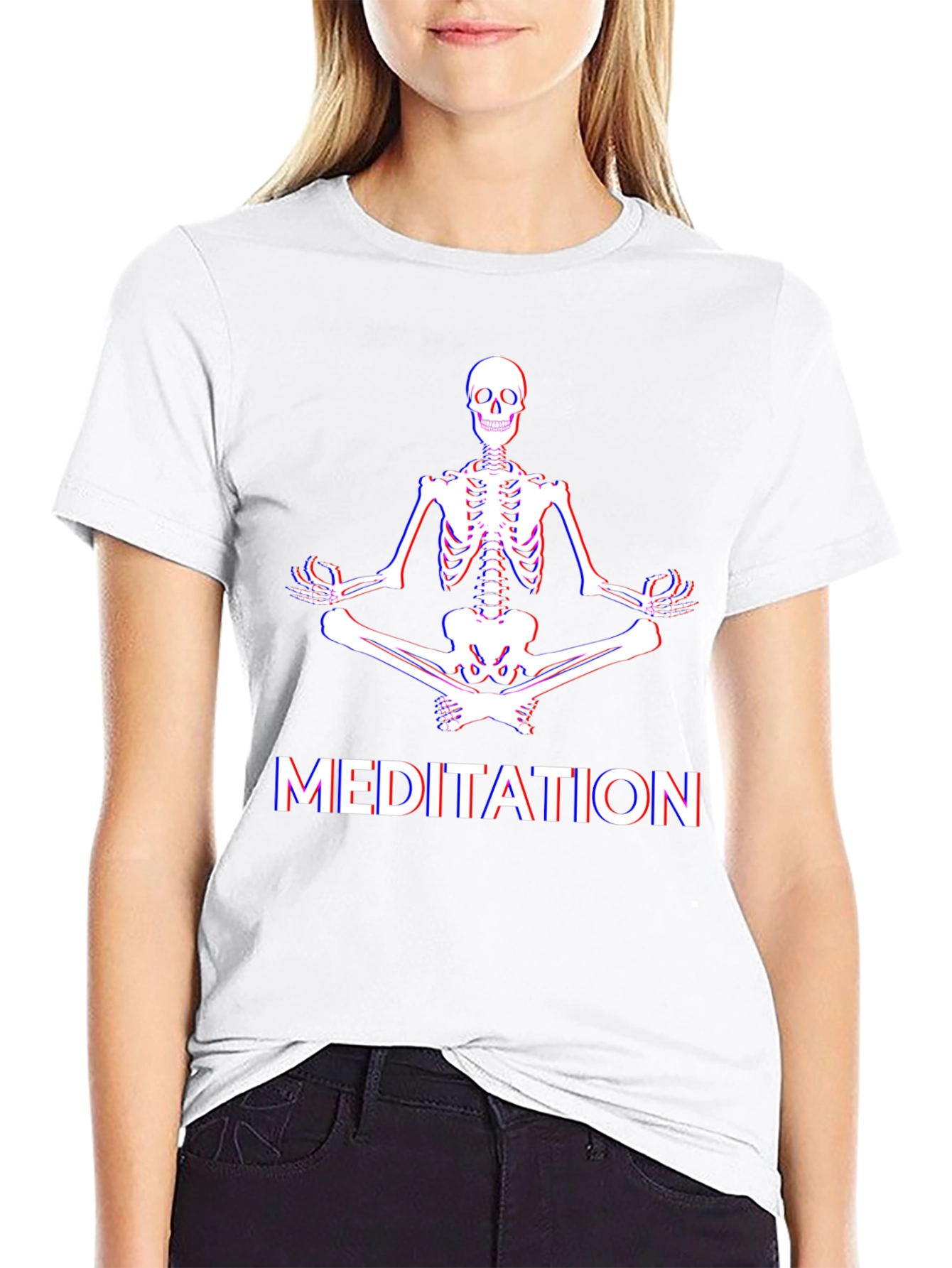 Meditating Skeleton Graphic T-Shirt
