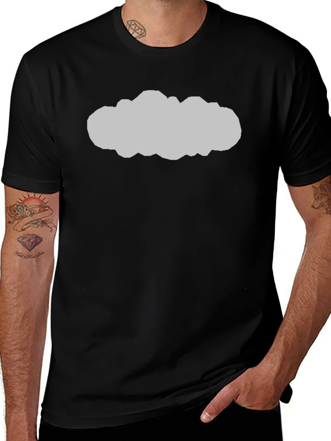 Mens Black T-Shirt with Cloud Graphic