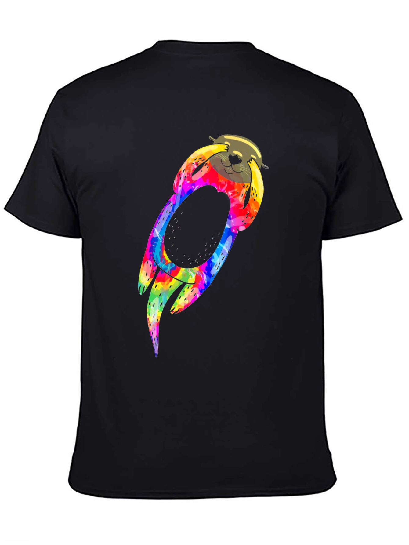 Tie-Dye Sloth Graphic Black T-Shirt