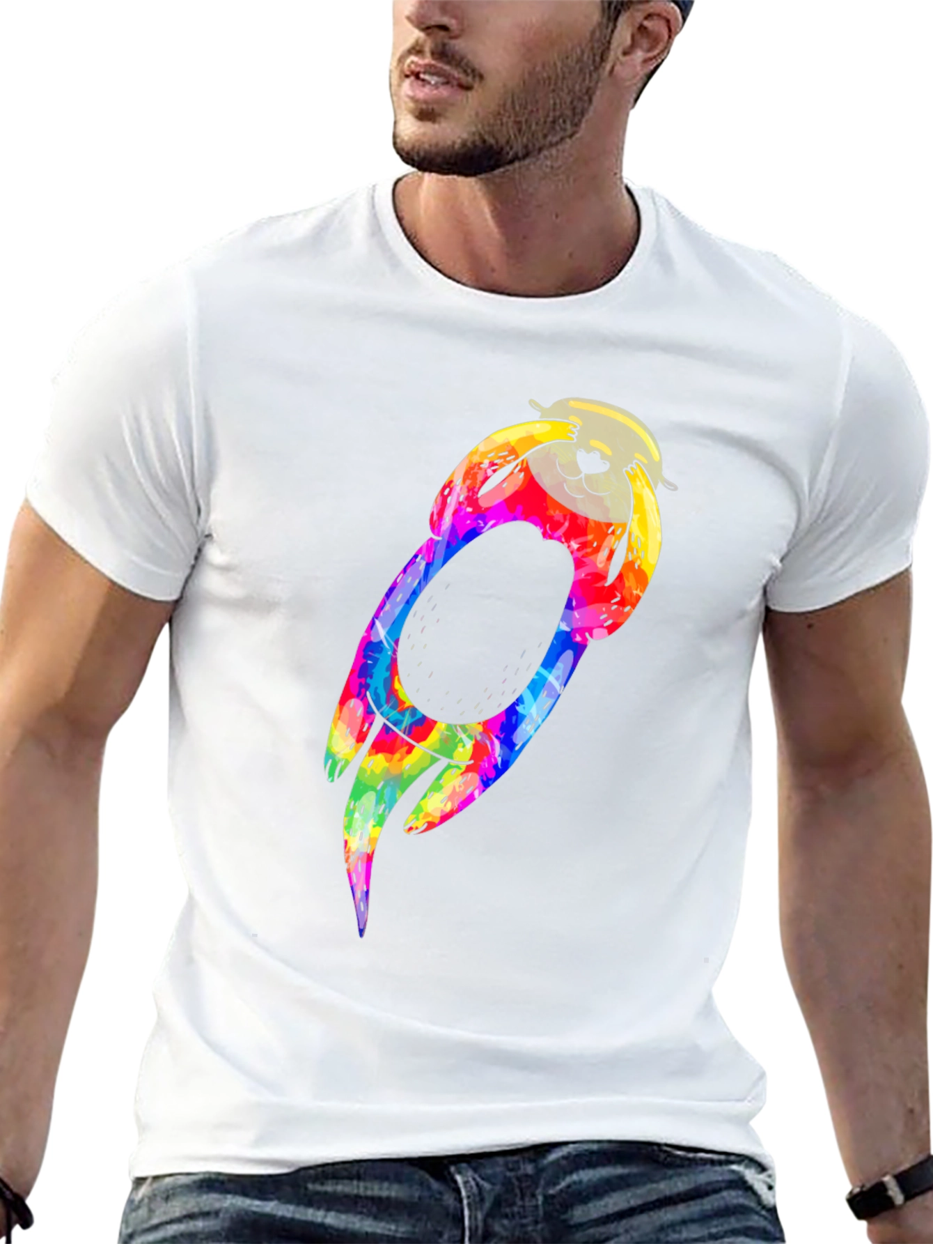 Tie-Dye Sloth Graphic Black T-Shirt