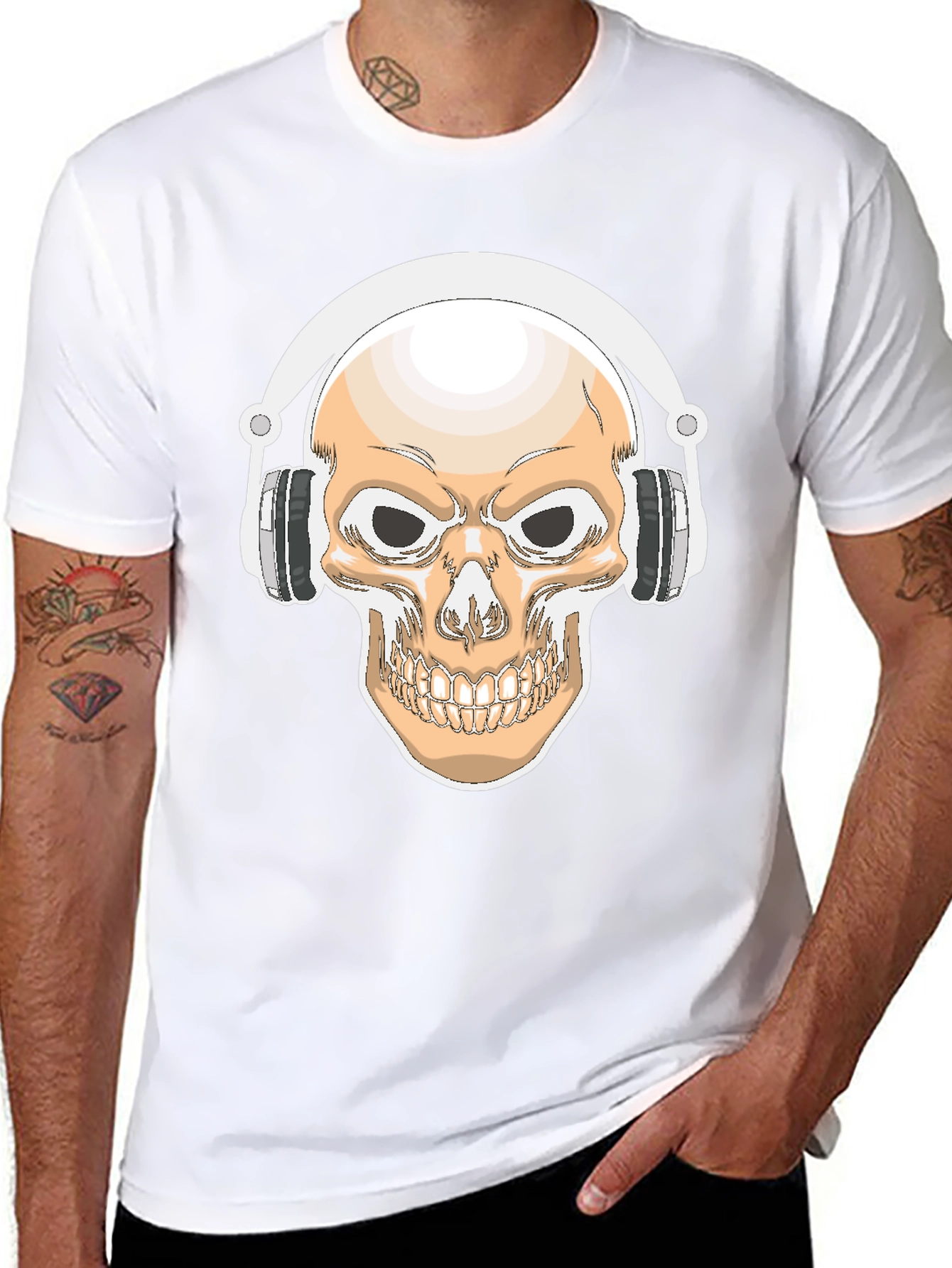 Skull with Headphones Graphic Tee