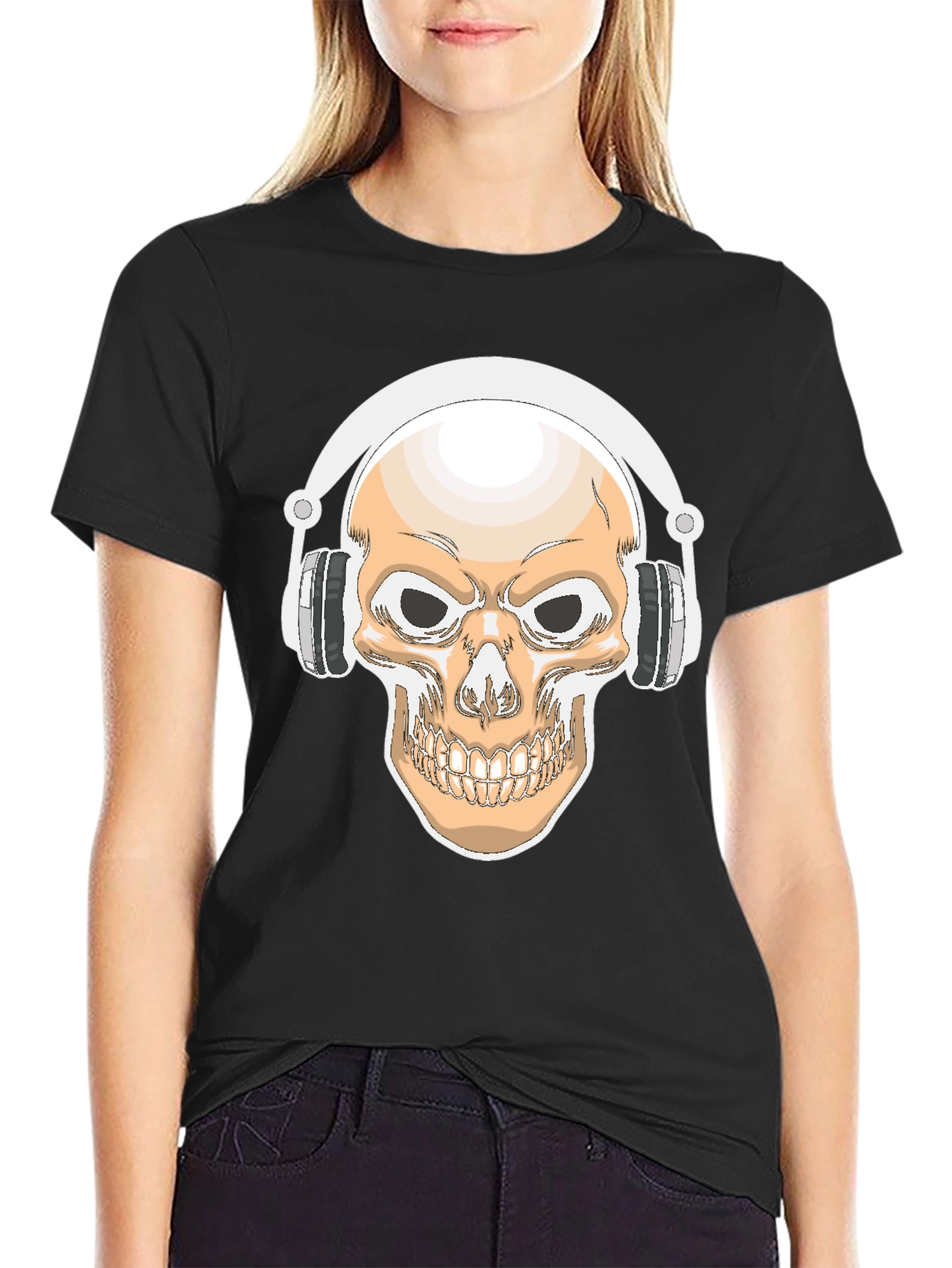 Skull with Headphones Graphic Tee