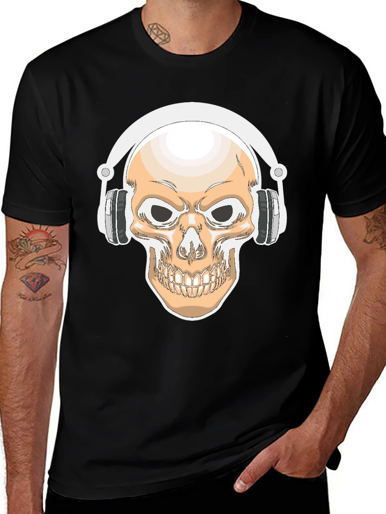 Skull with Headphones Graphic Tee