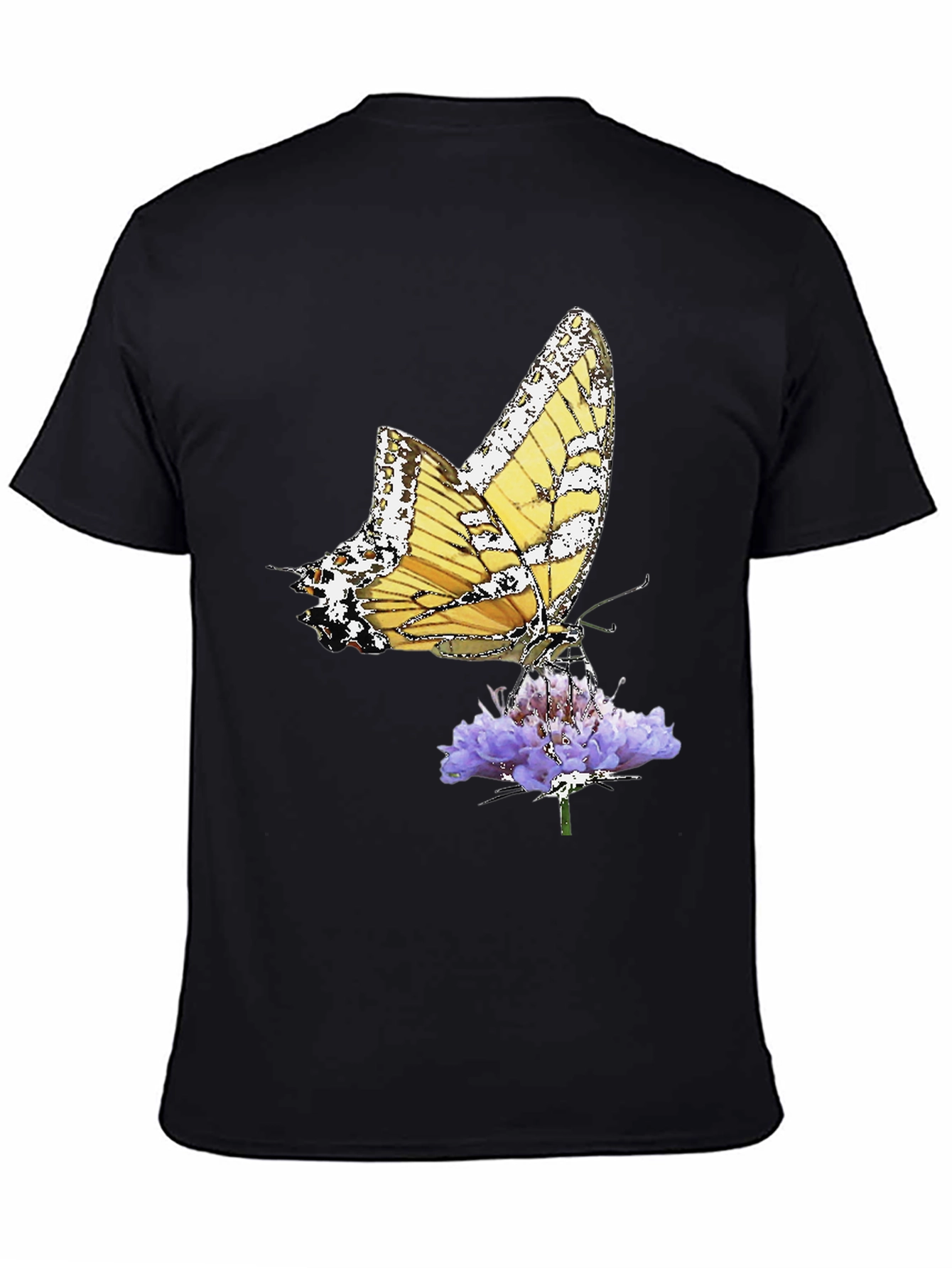 Butterfly Flower Black T-Shirt Graphic Tee