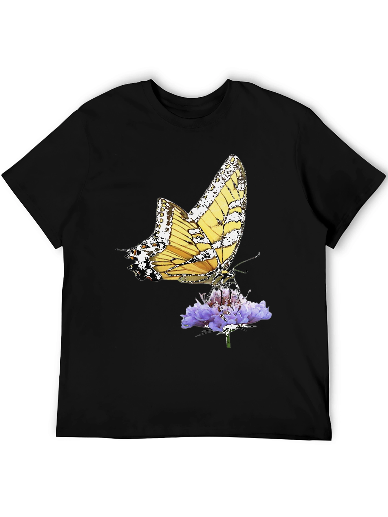Butterfly Flower Black T-Shirt Graphic Tee