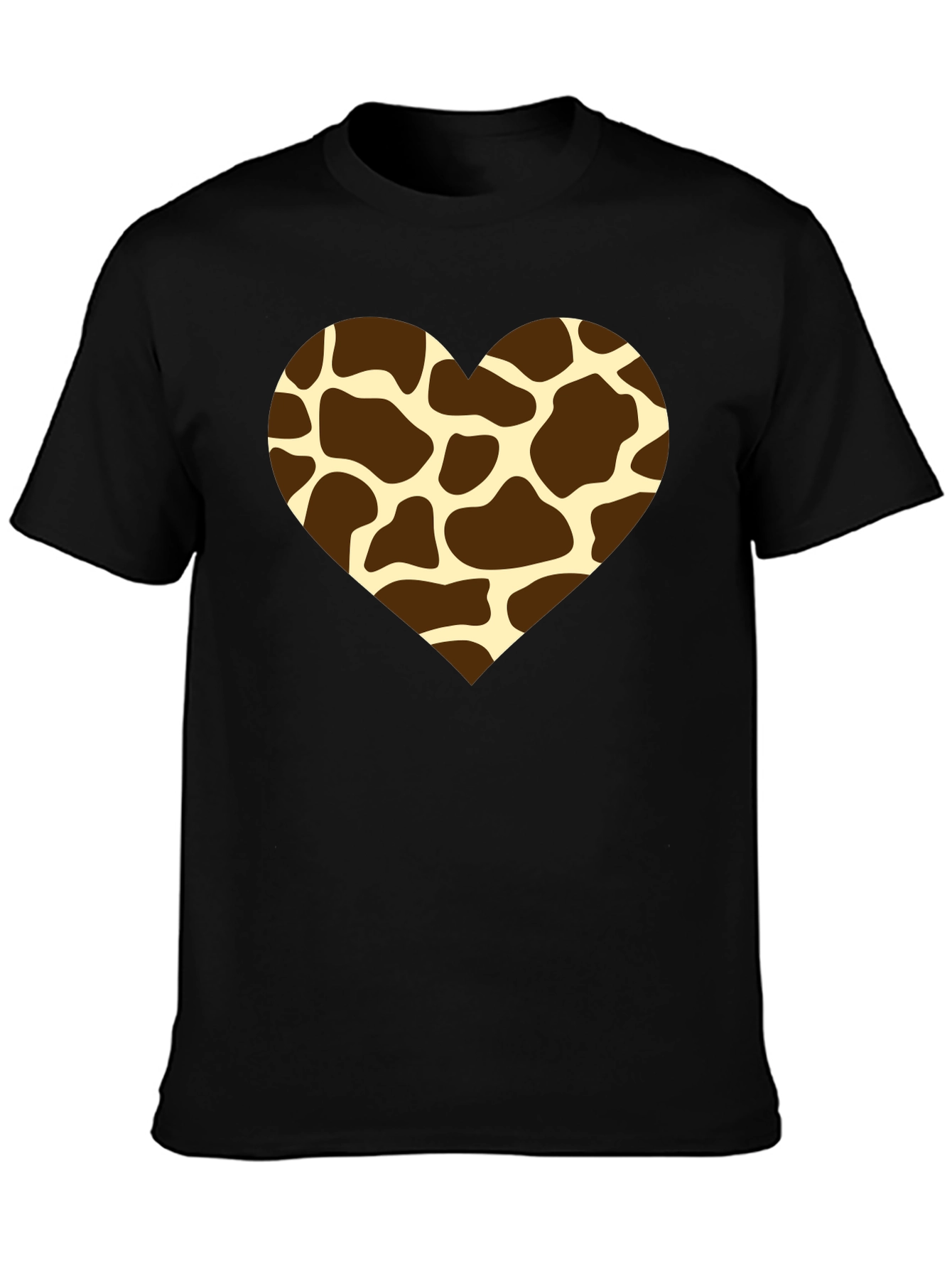 Giraffe Print Heart T-Shirt - Stylish Animal Love Tee