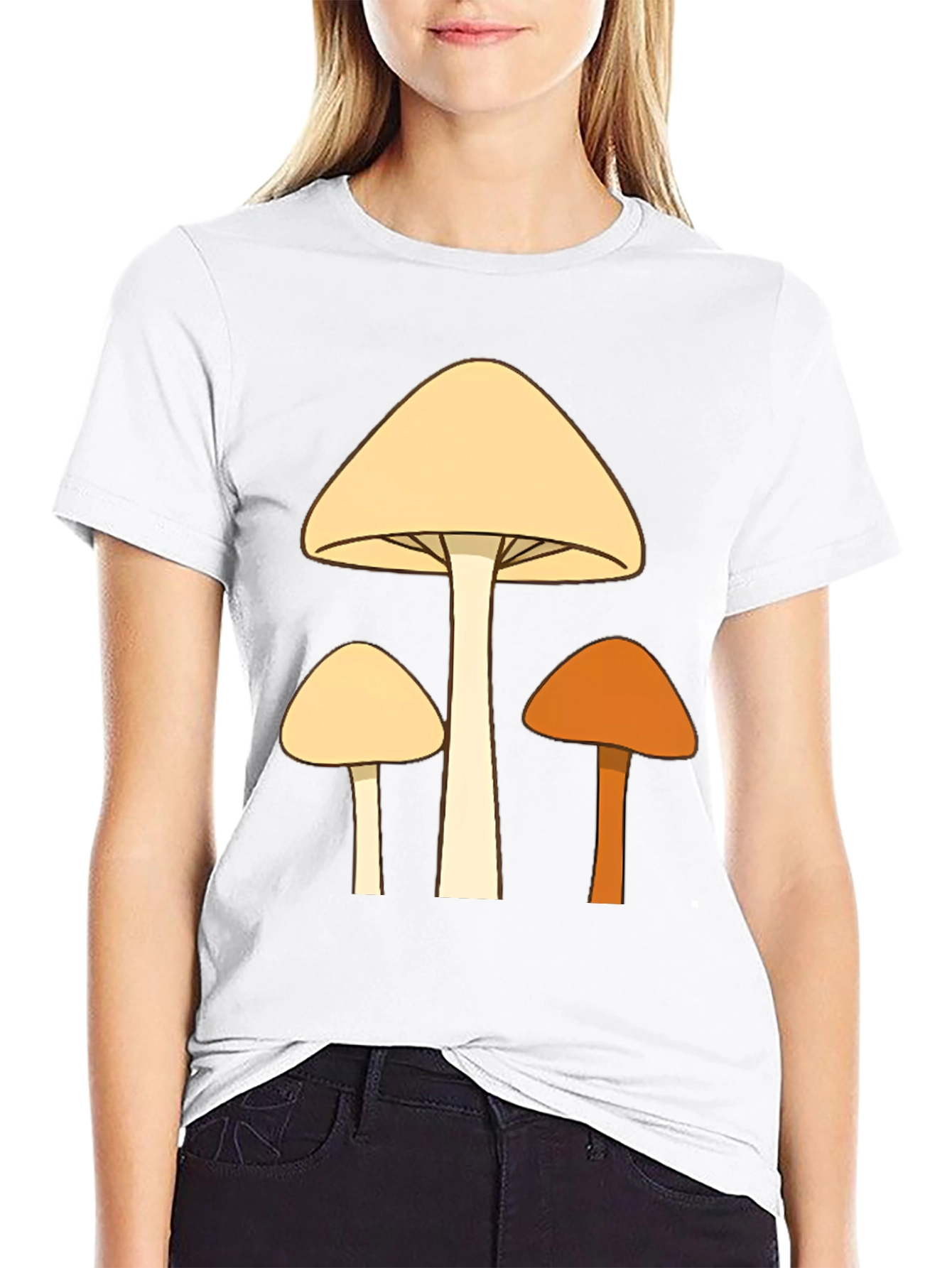 Funky Mushroom Trio Graphic Tee - Black Cotton