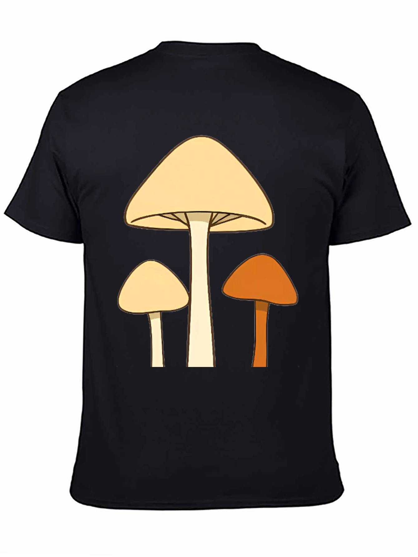 Funky Mushroom Trio Graphic Tee - Black Cotton