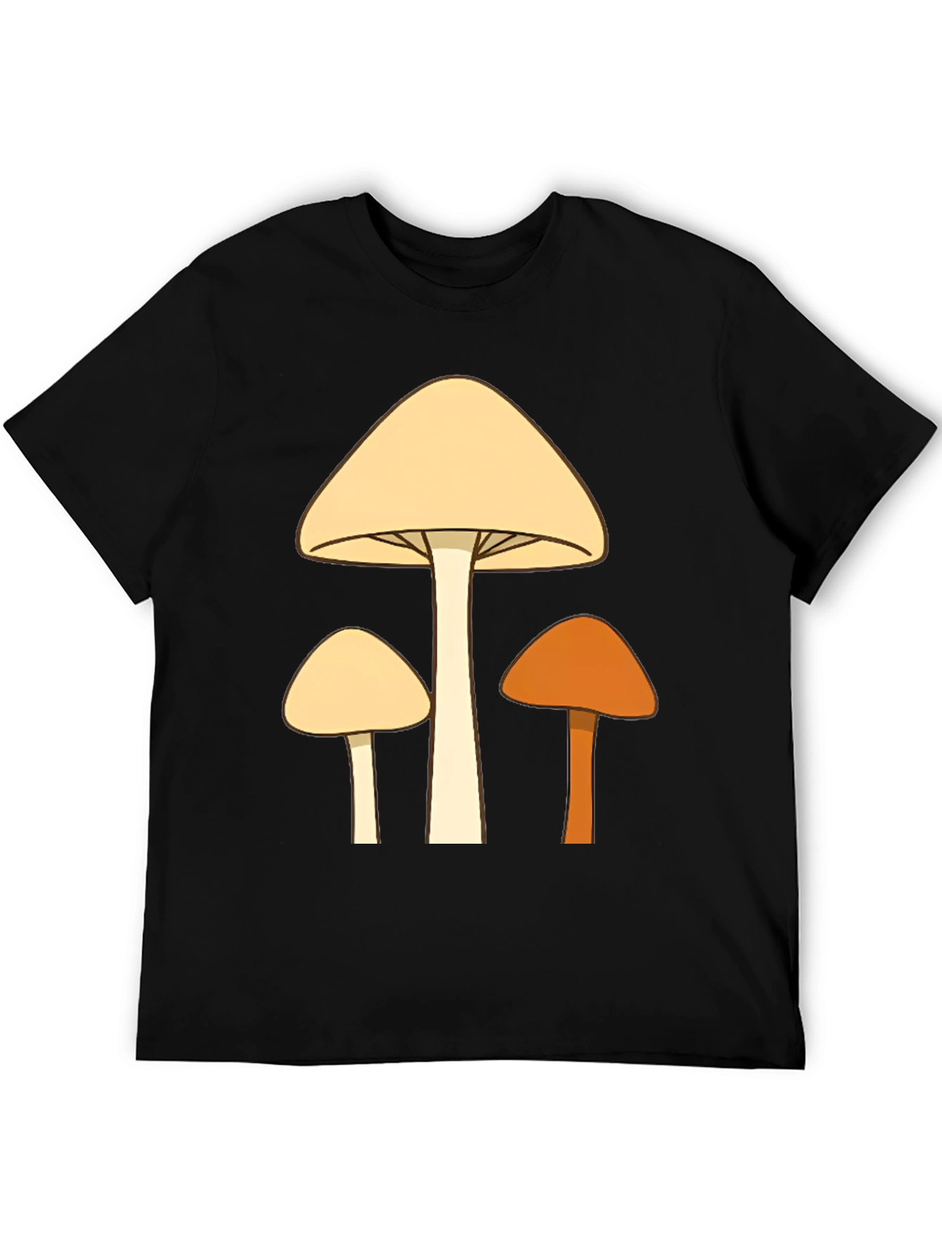 Funky Mushroom Trio Graphic Tee - Black Cotton