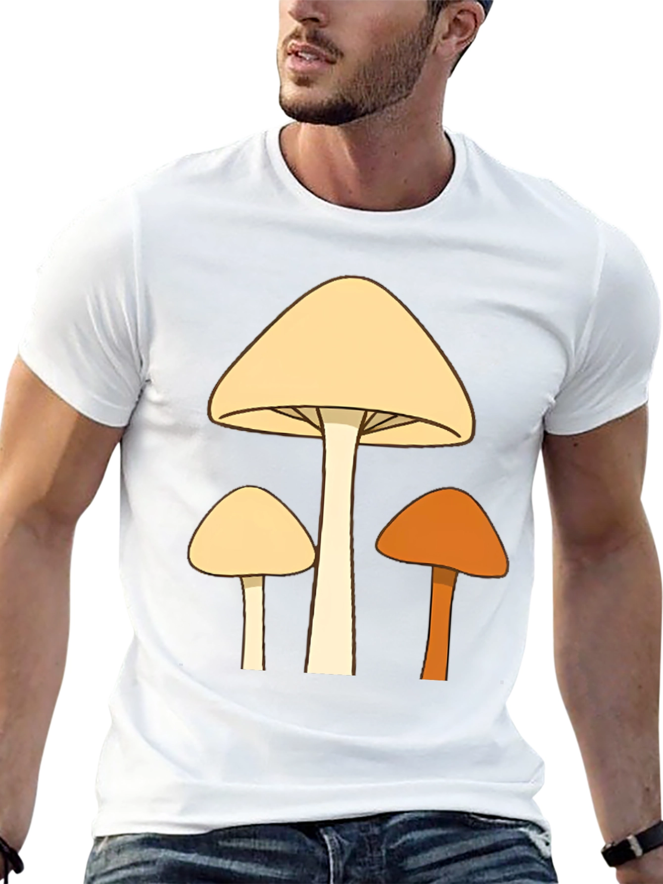 Funky Mushroom Trio Graphic Tee - Black Cotton