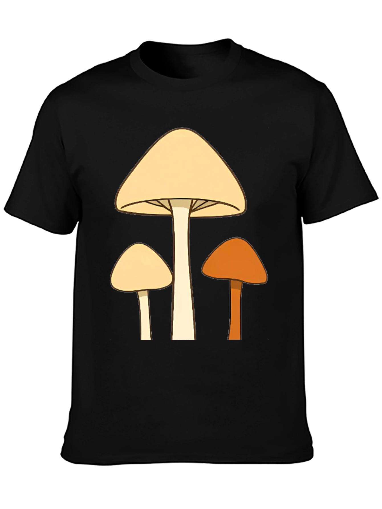 Funky Mushroom Trio Graphic Tee - Black Cotton