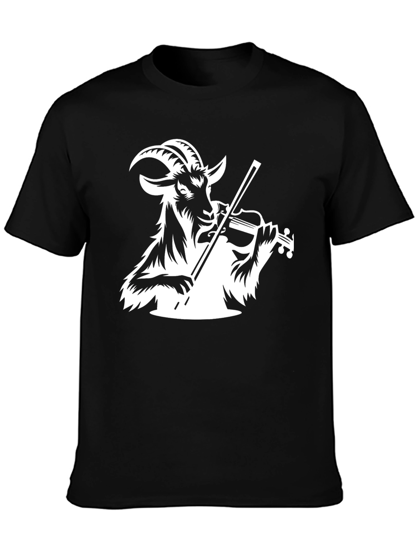 Goat Violinist Graphic Tee - Black Cotton T-Shirt