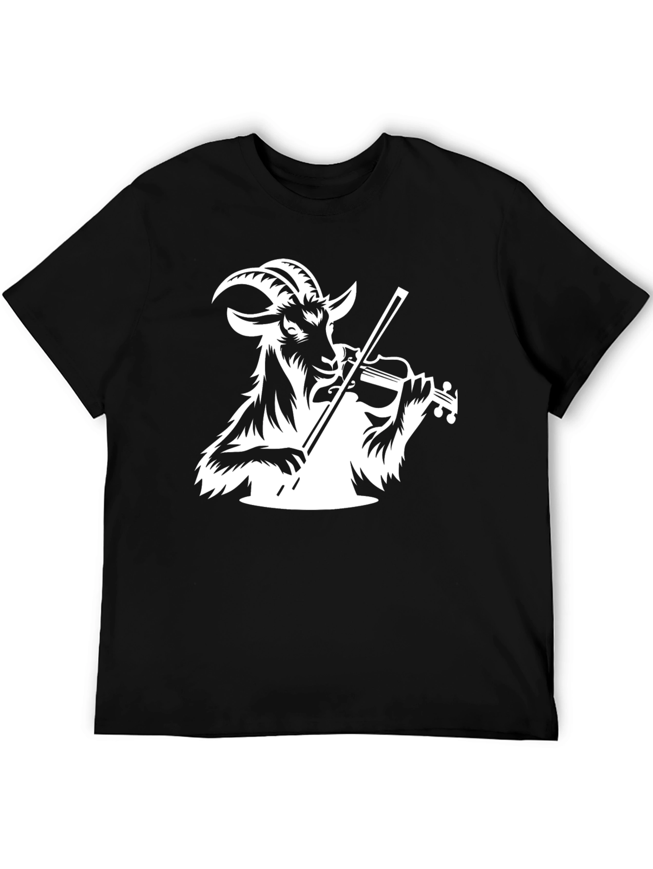 Goat Violinist Graphic Tee - Black Cotton T-Shirt