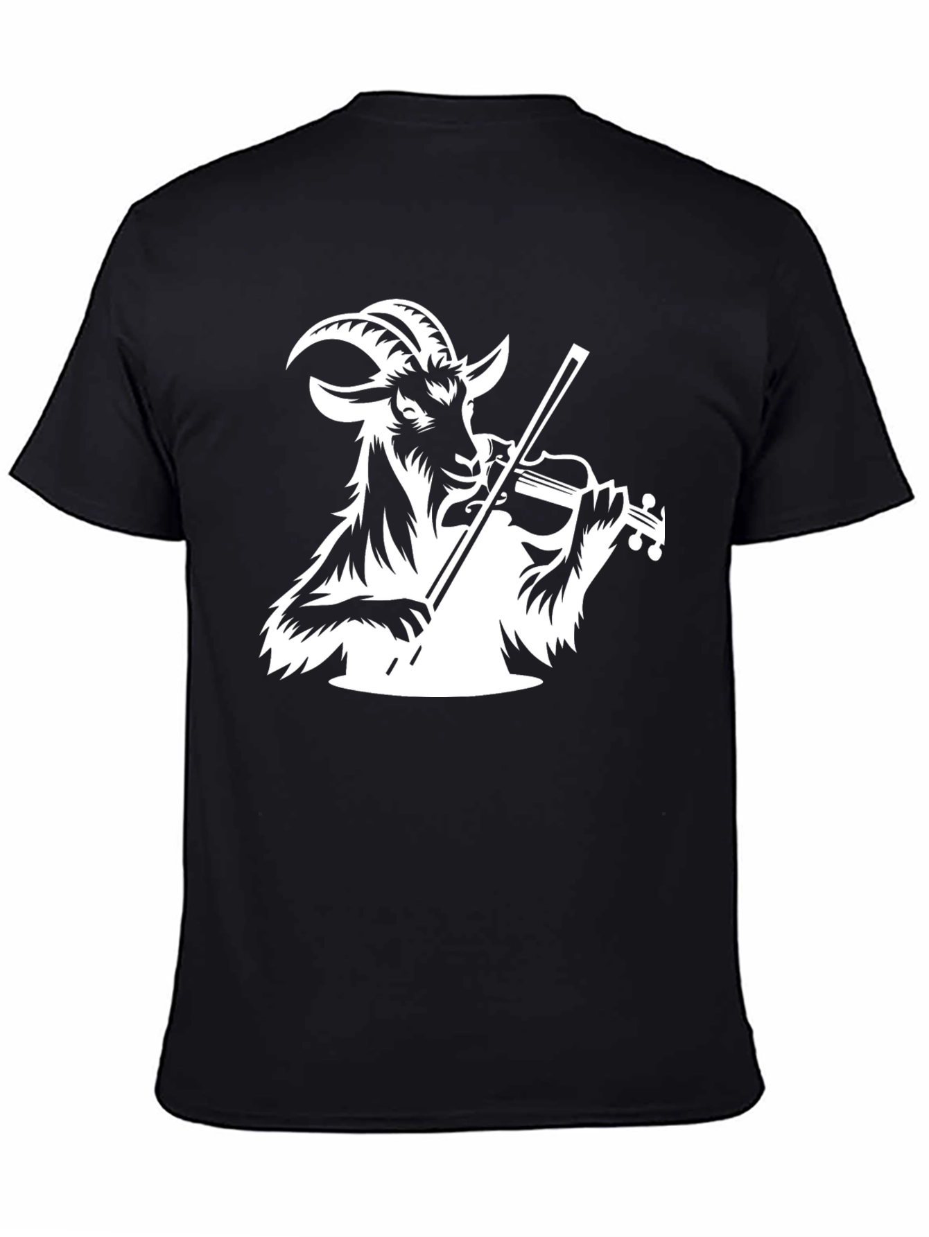 Goat Violinist Graphic Tee - Black Cotton T-Shirt