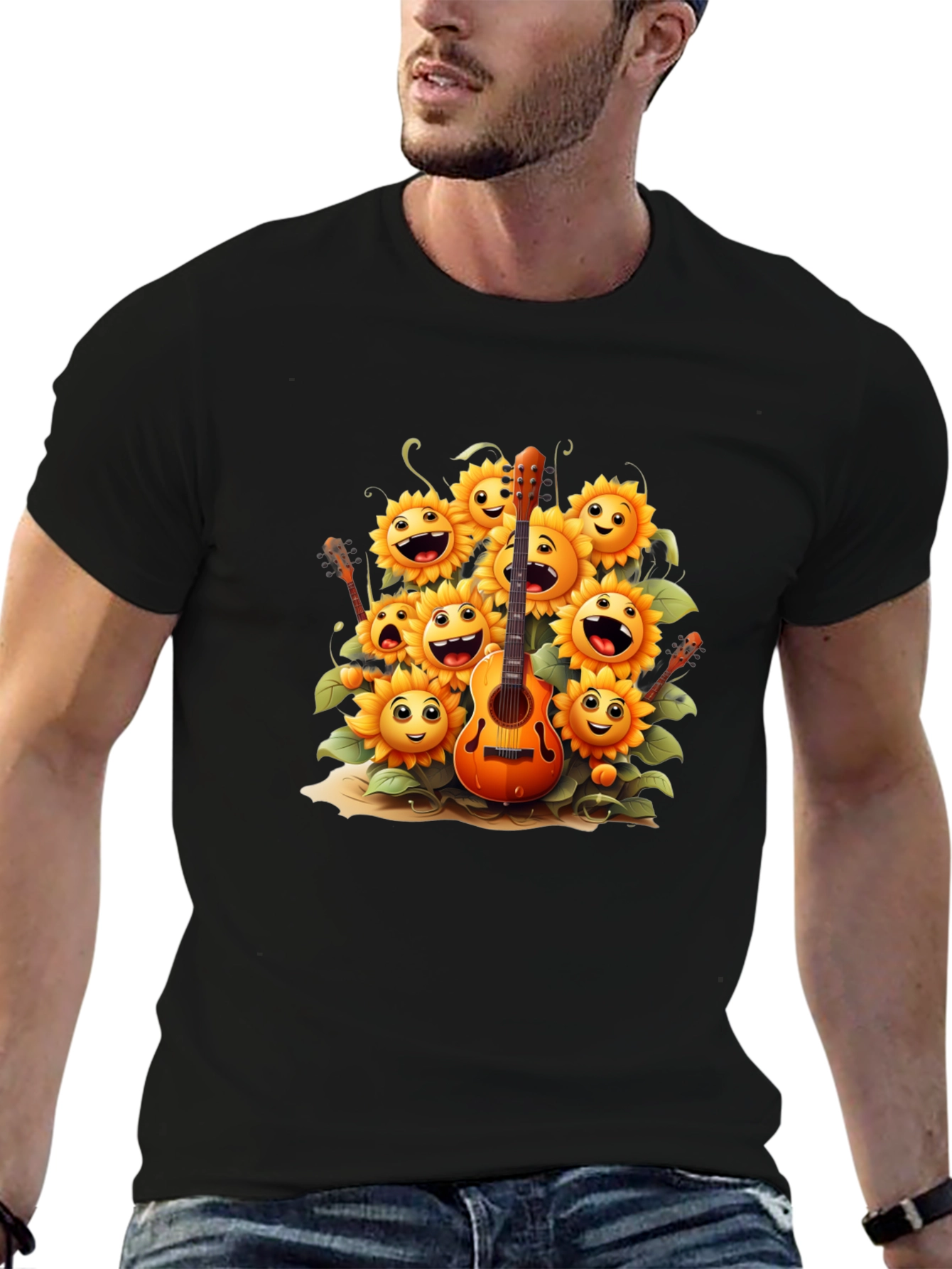 Sunflower Guitar Graphic Tee - Black