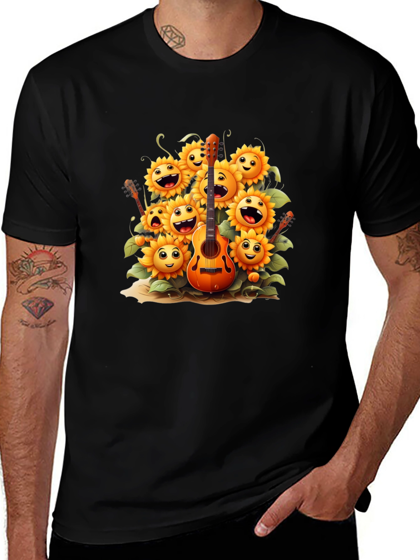 Sunflower Guitar Graphic Tee - Black