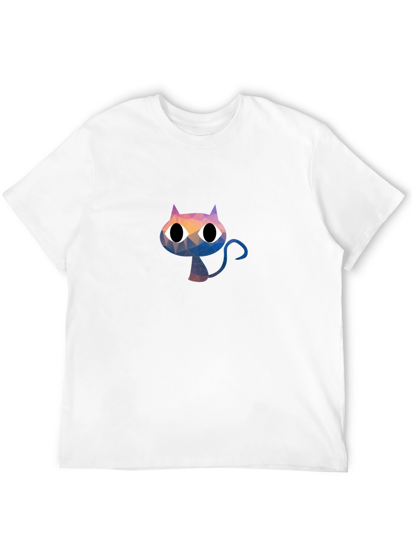 Abstract Cat Graphic Print Black T-Shirt