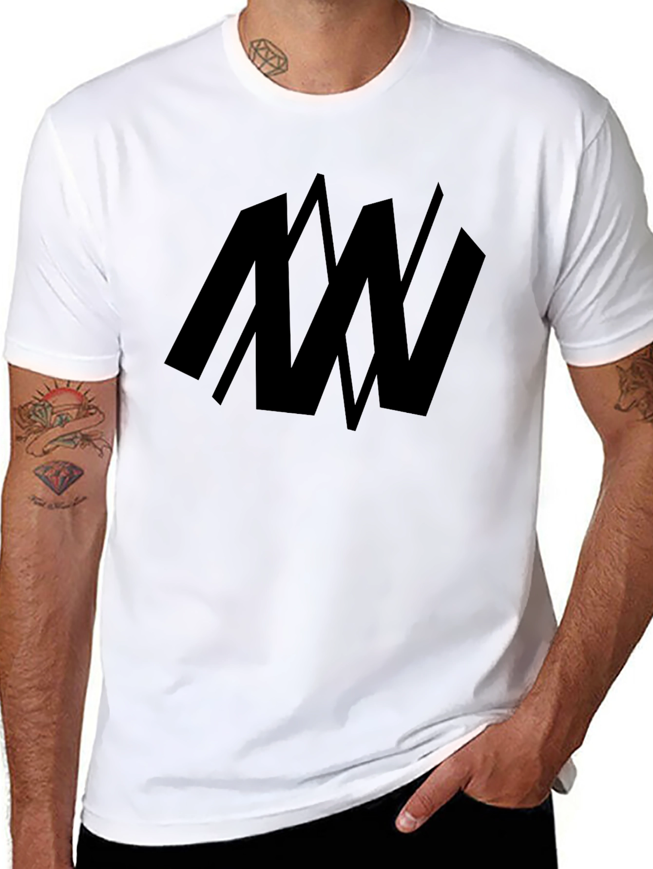 Mens Black Graphic Print Tee - Abstract Design