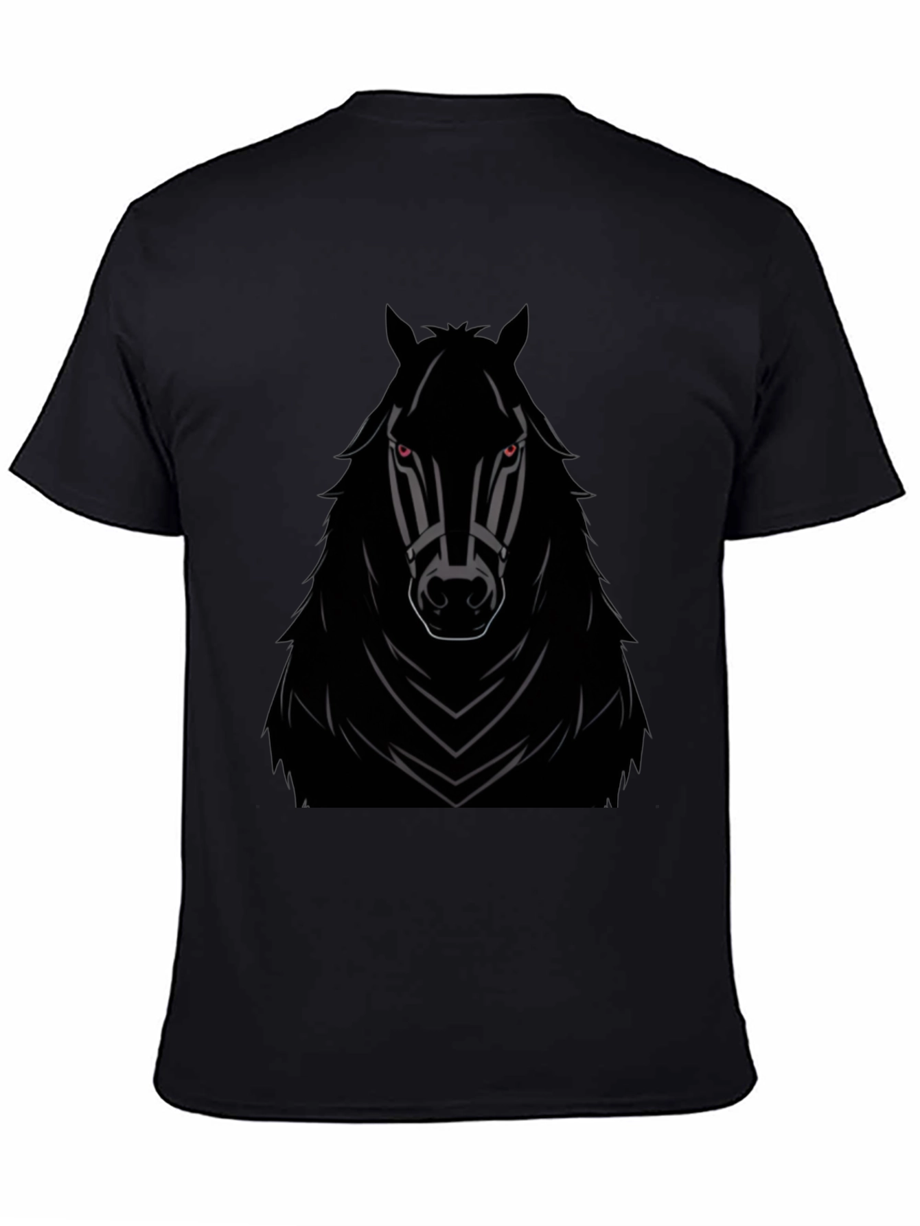 Mens Black Horse Graphic T-Shirt - Edgy Style