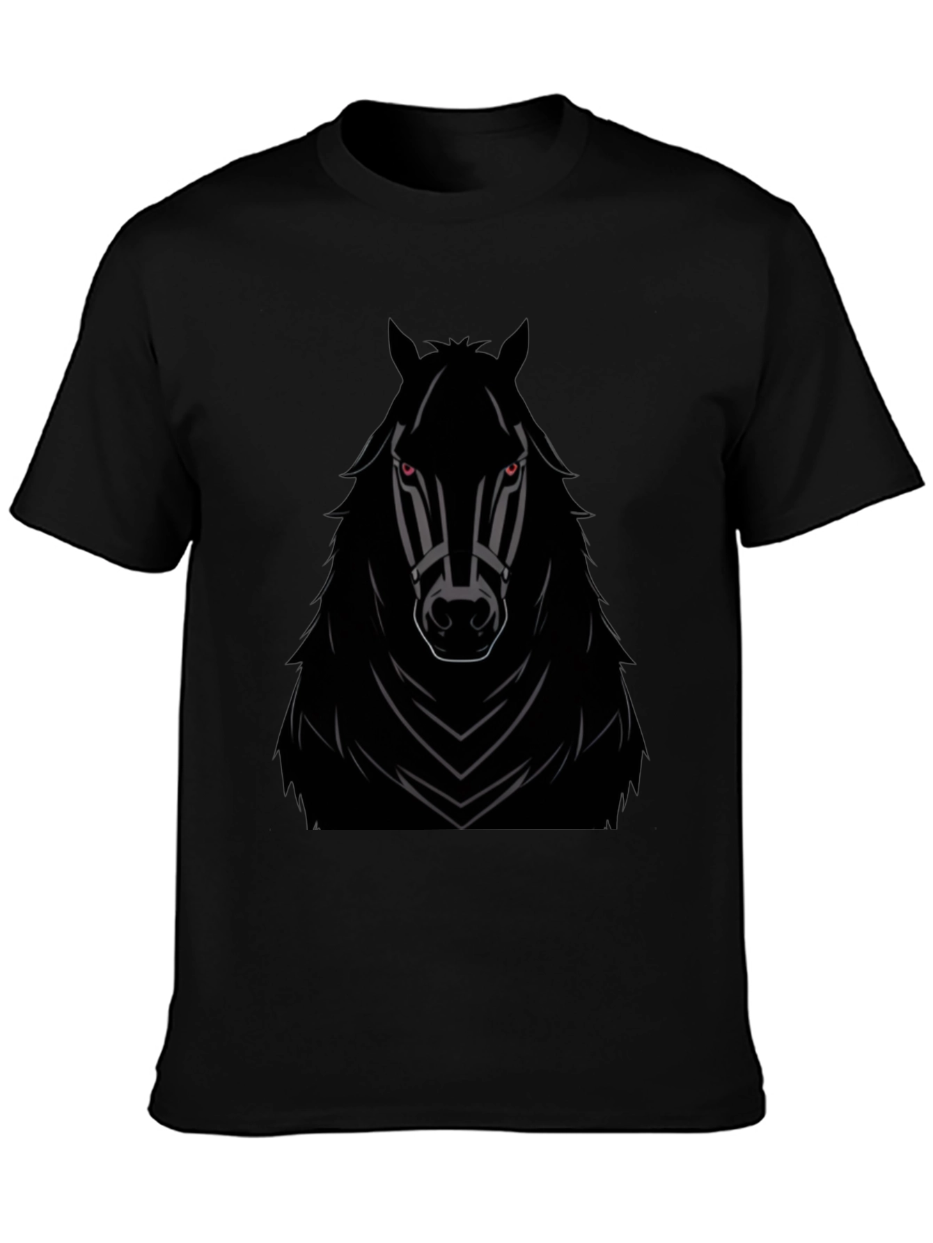 Mens Black Horse Graphic T-Shirt - Edgy Style