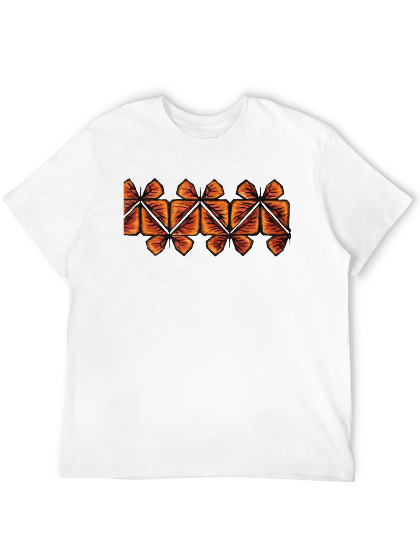 Geometric Leaf Pattern T-Shirt - Casual Style