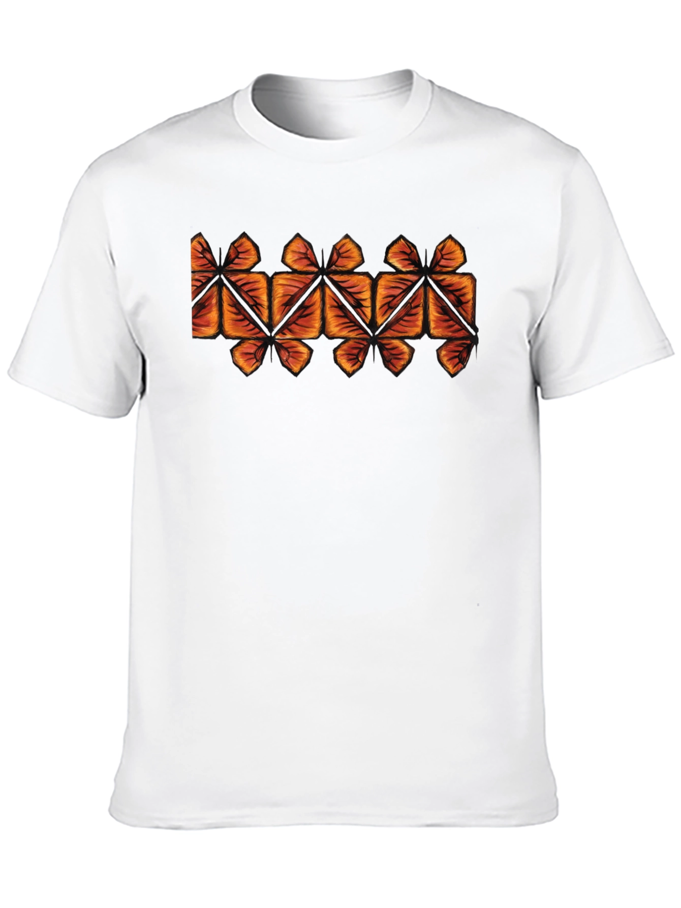Geometric Leaf Pattern T-Shirt - Casual Style