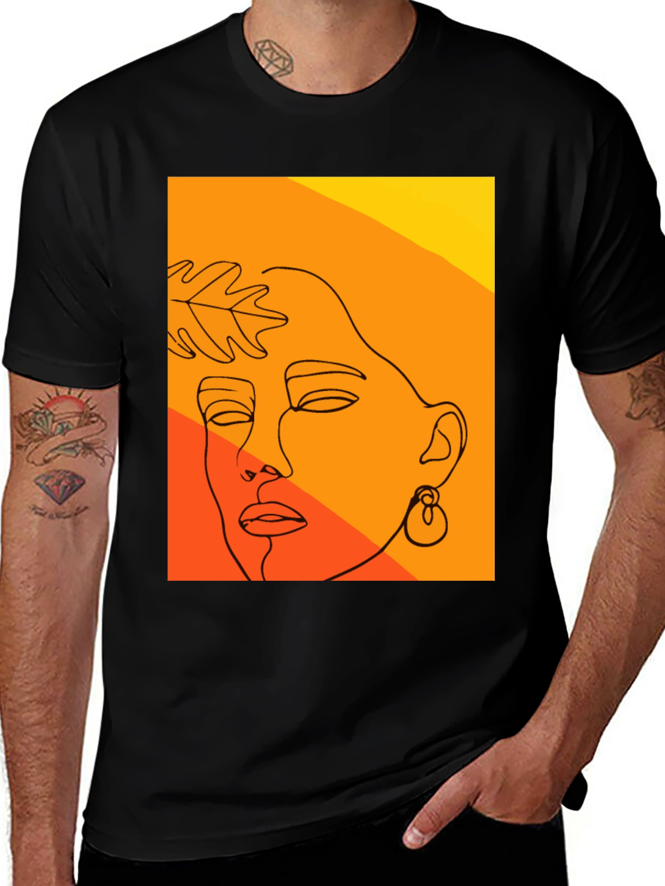 Abstract Face Line Art T-Shirt - Modern Graphic Tee