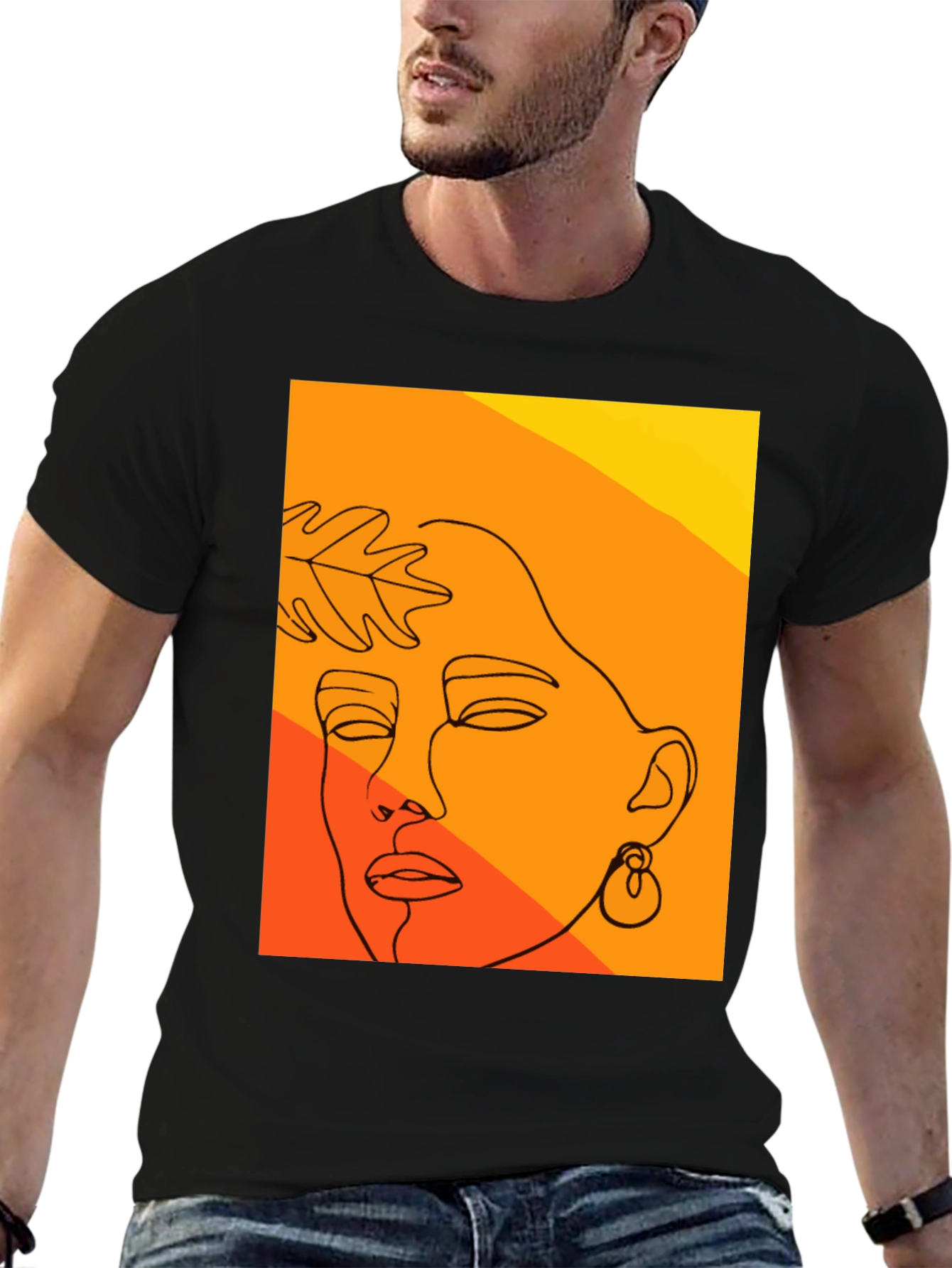 Abstract Face Line Art T-Shirt - Modern Graphic Tee