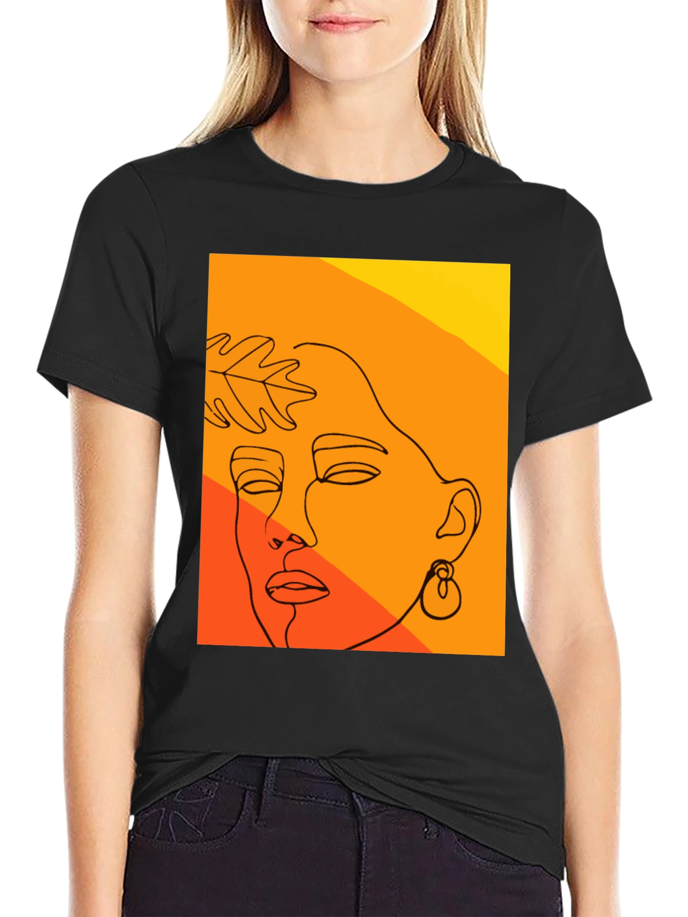 Abstract Face Line Art T-Shirt - Modern Graphic Tee