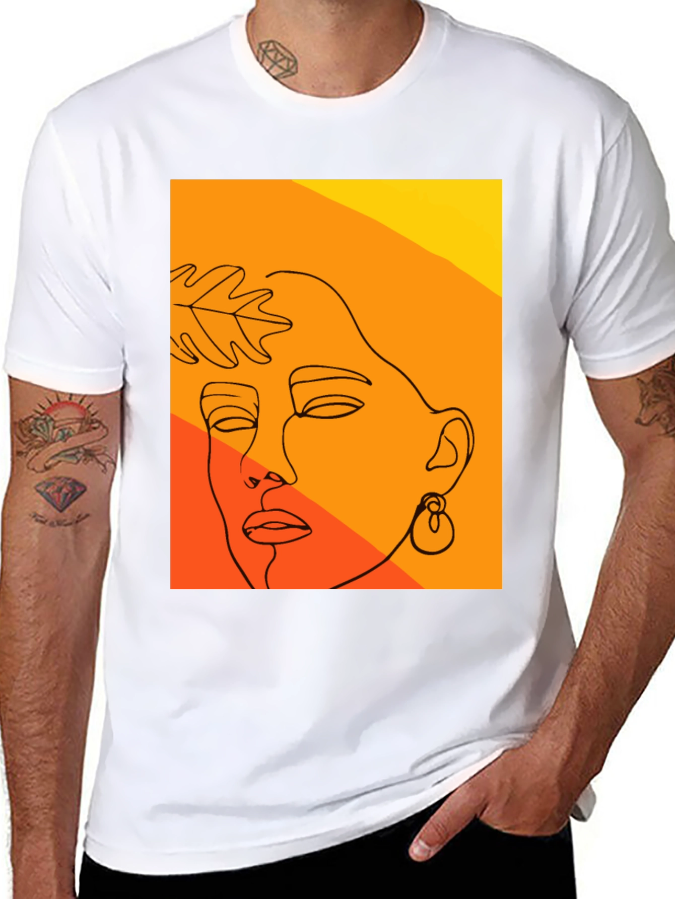 Abstract Face Line Art T-Shirt - Modern Graphic Tee