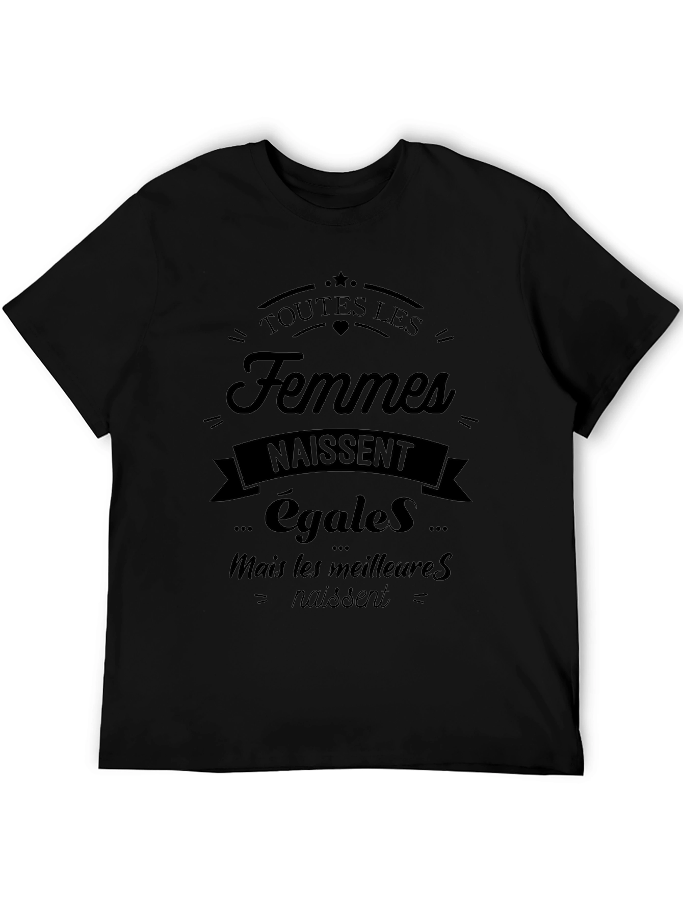 Feminist Slogan Black T-Shirt: Toutes Les Femmes
