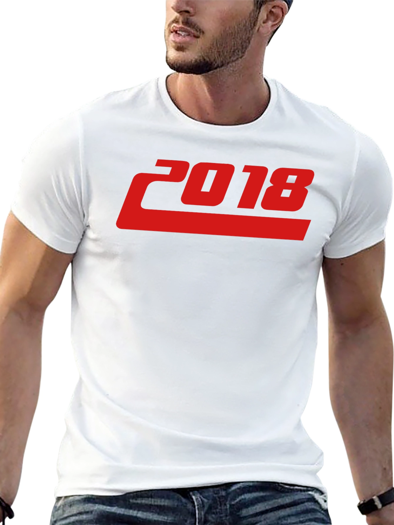 2018 Graphic Print Black T-Shirt