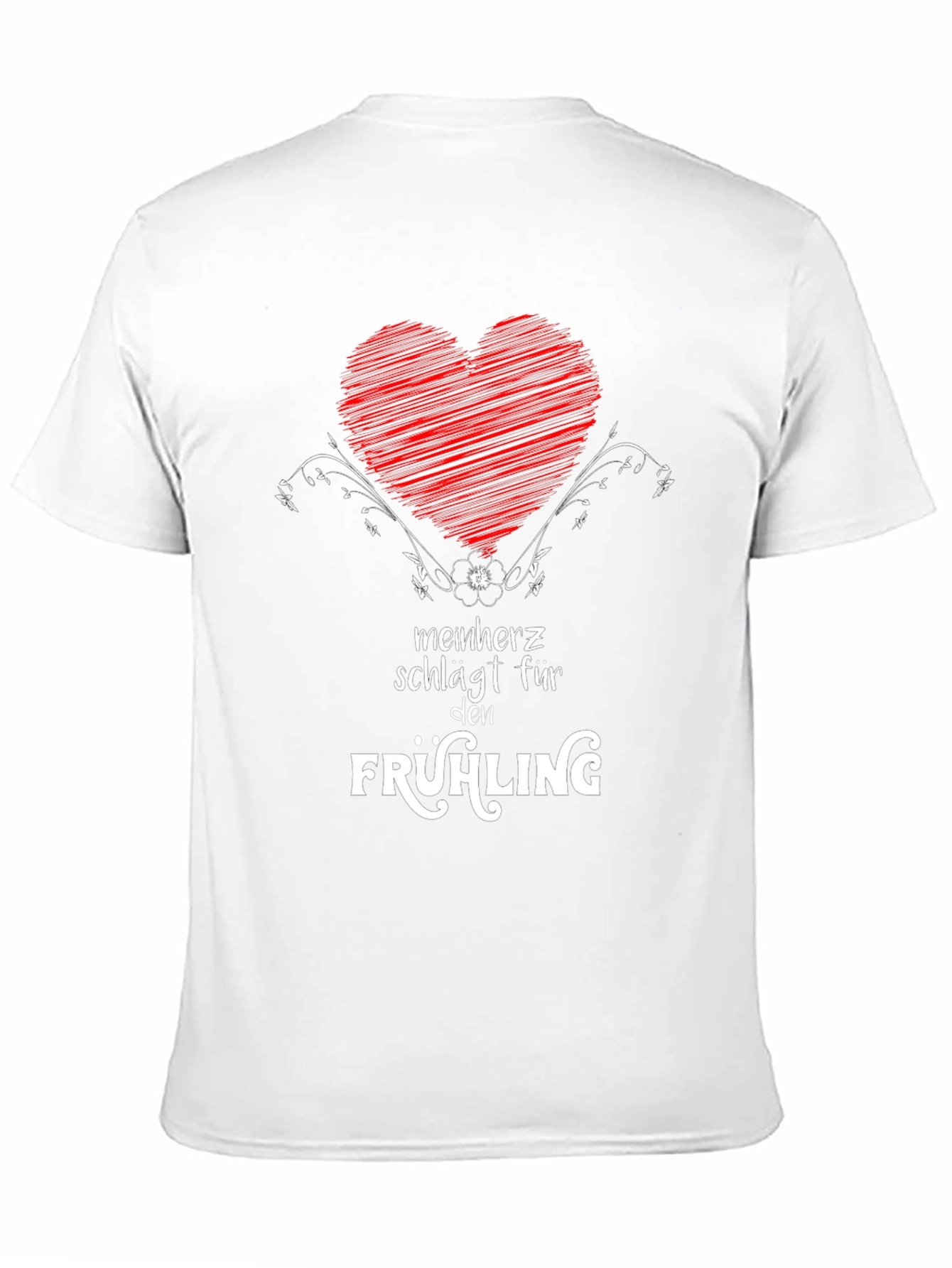Mens Black T-Shirt with Heart & Spring Graphic