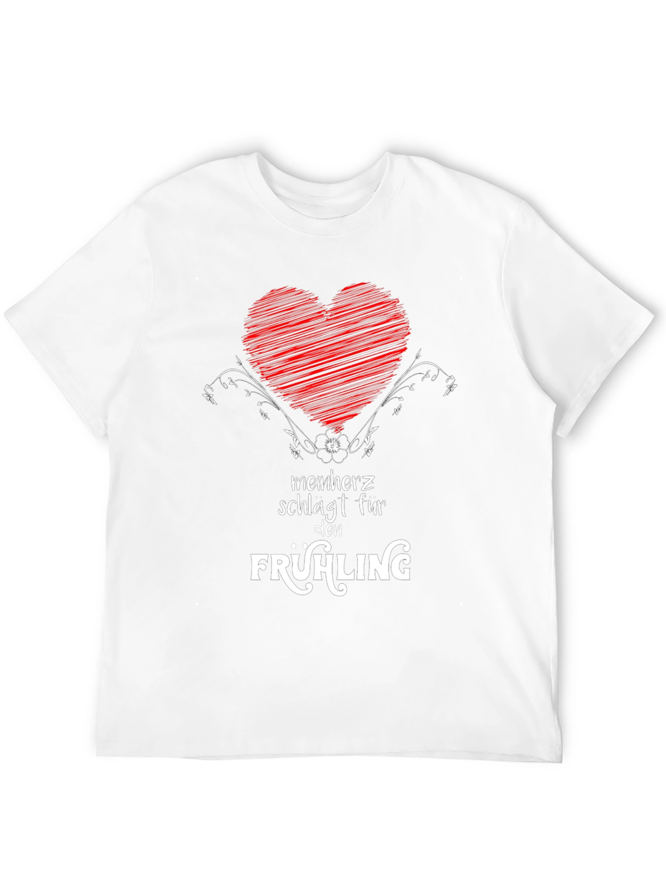 Mens Black T-Shirt with Heart & Spring Graphic