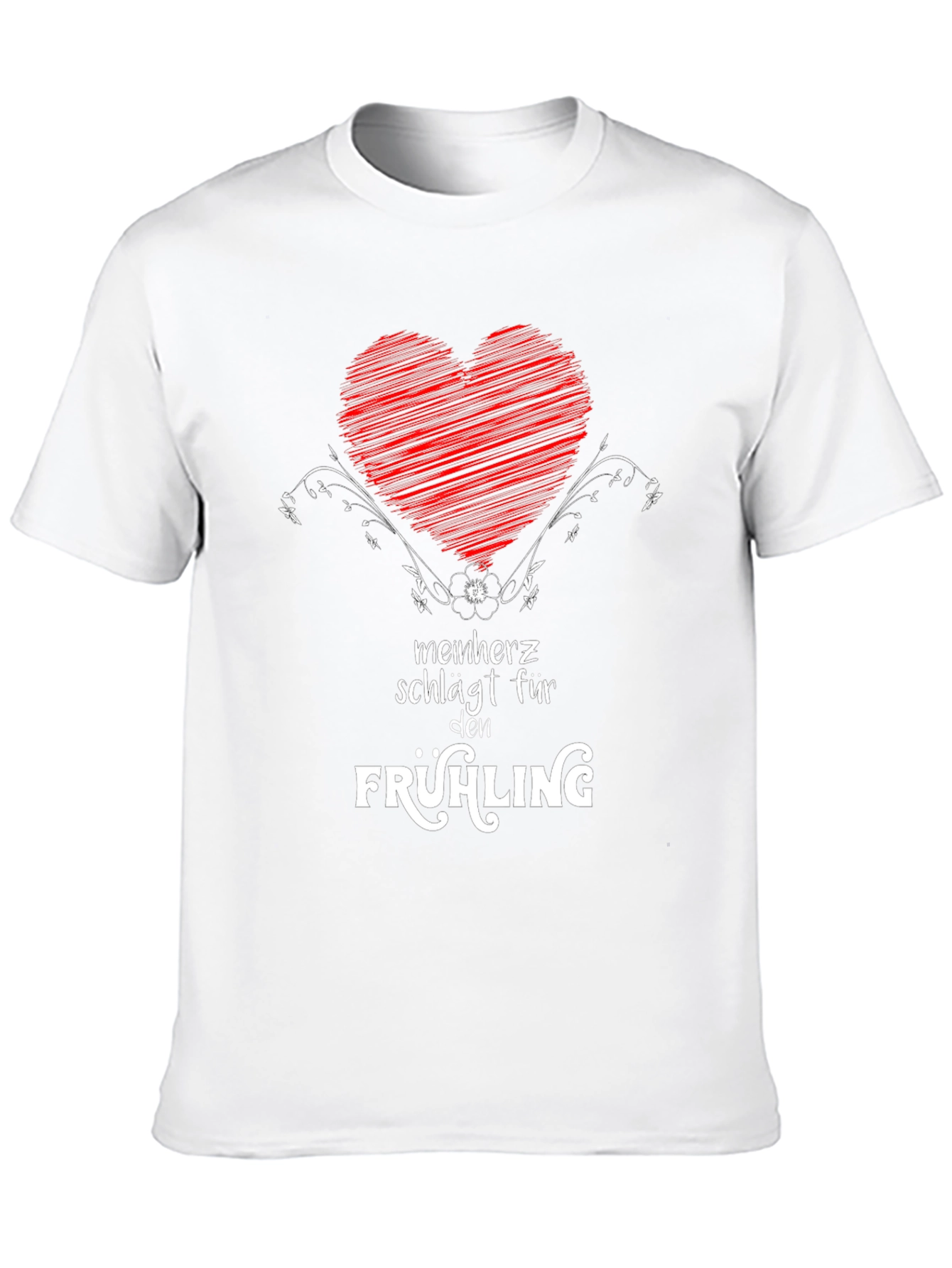Mens Black T-Shirt with Heart & Spring Graphic