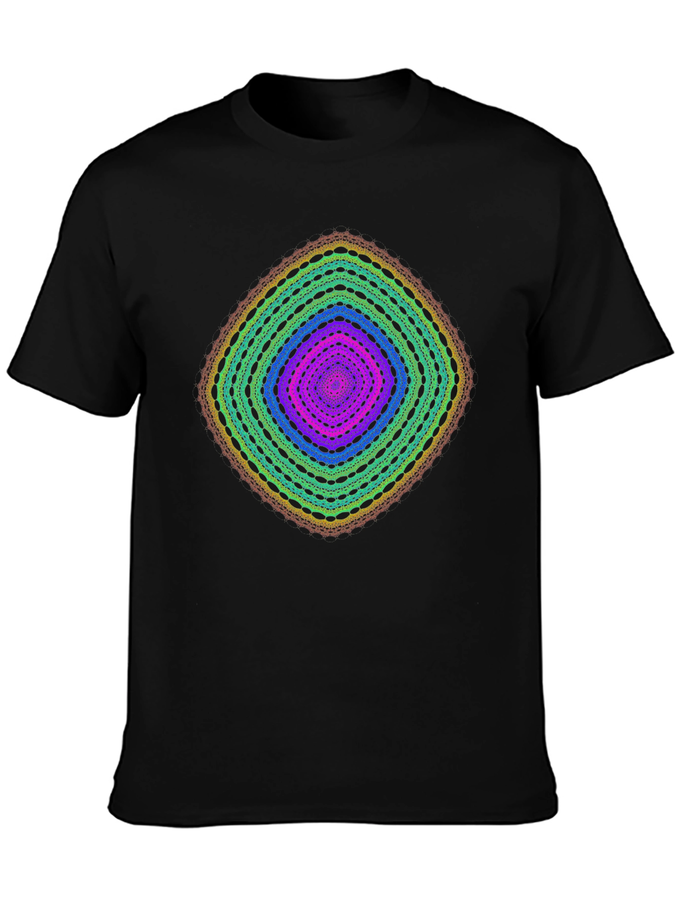 Geometric Pattern Black Cotton Tee