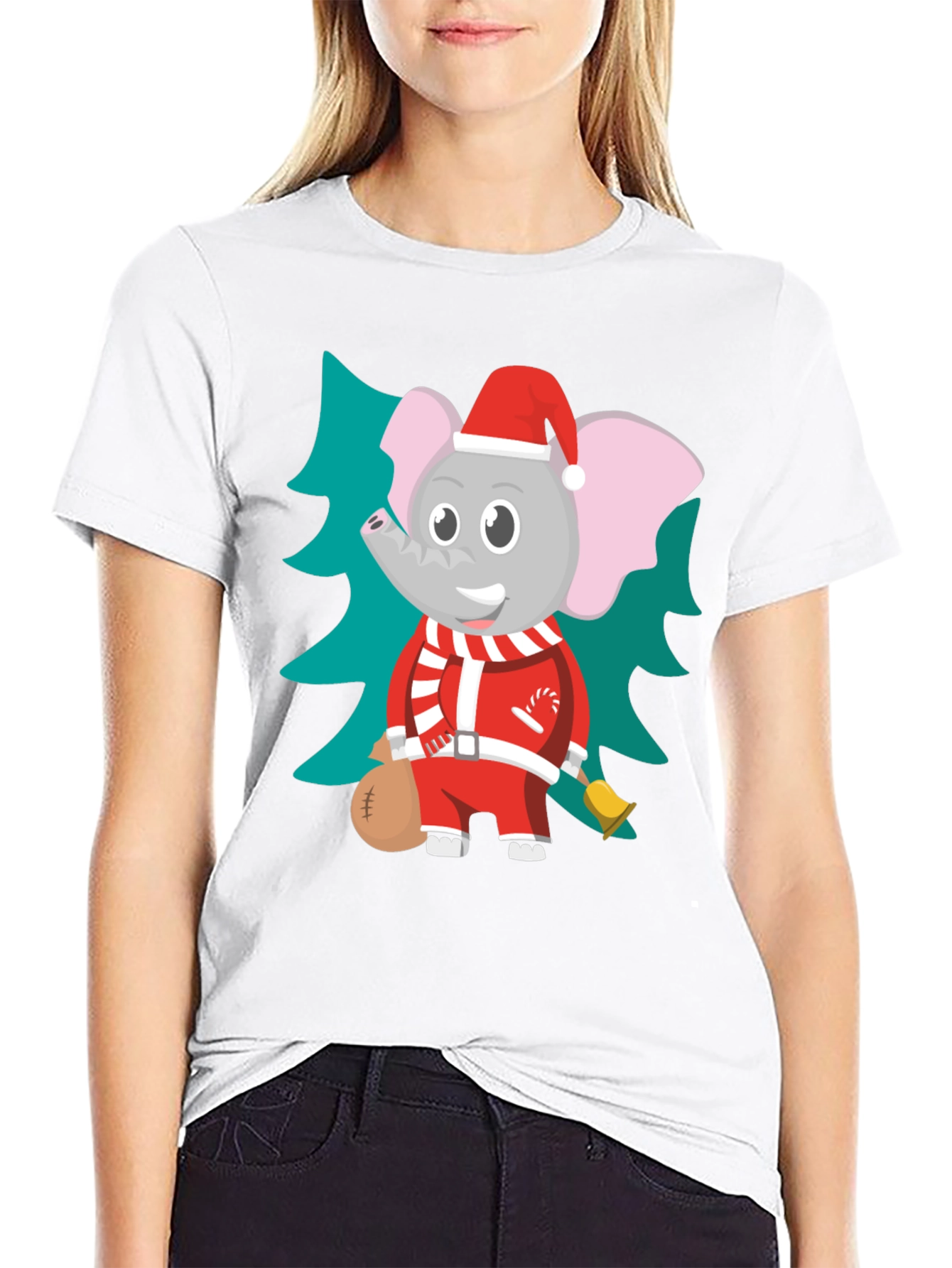 Holiday Elephant T-Shirt Christmas Tee Cute Animal Shirt