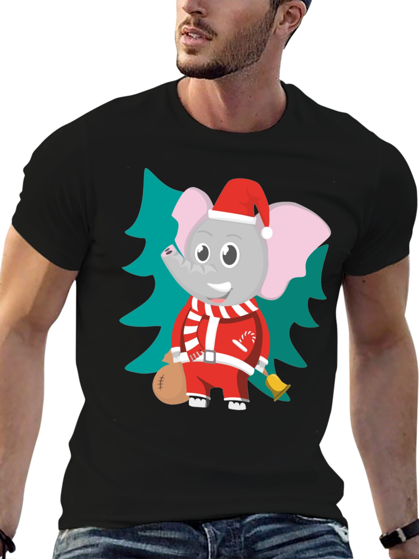 Holiday Elephant T-Shirt Christmas Tee Cute Animal Shirt