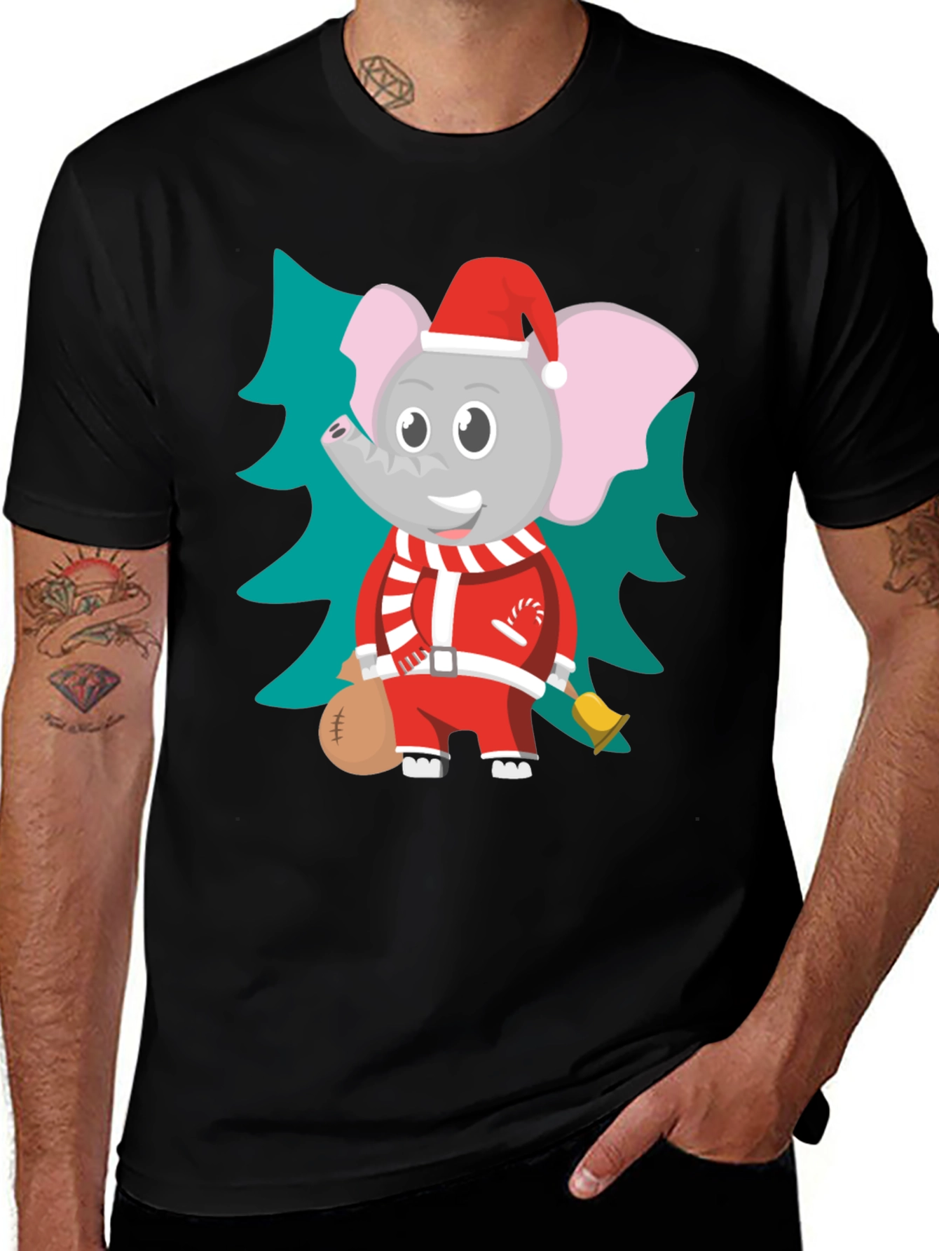 Holiday Elephant T-Shirt Christmas Tee Cute Animal Shirt