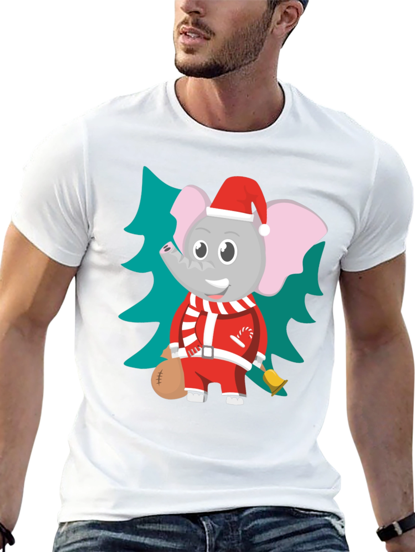 Holiday Elephant T-Shirt Christmas Tee Cute Animal Shirt